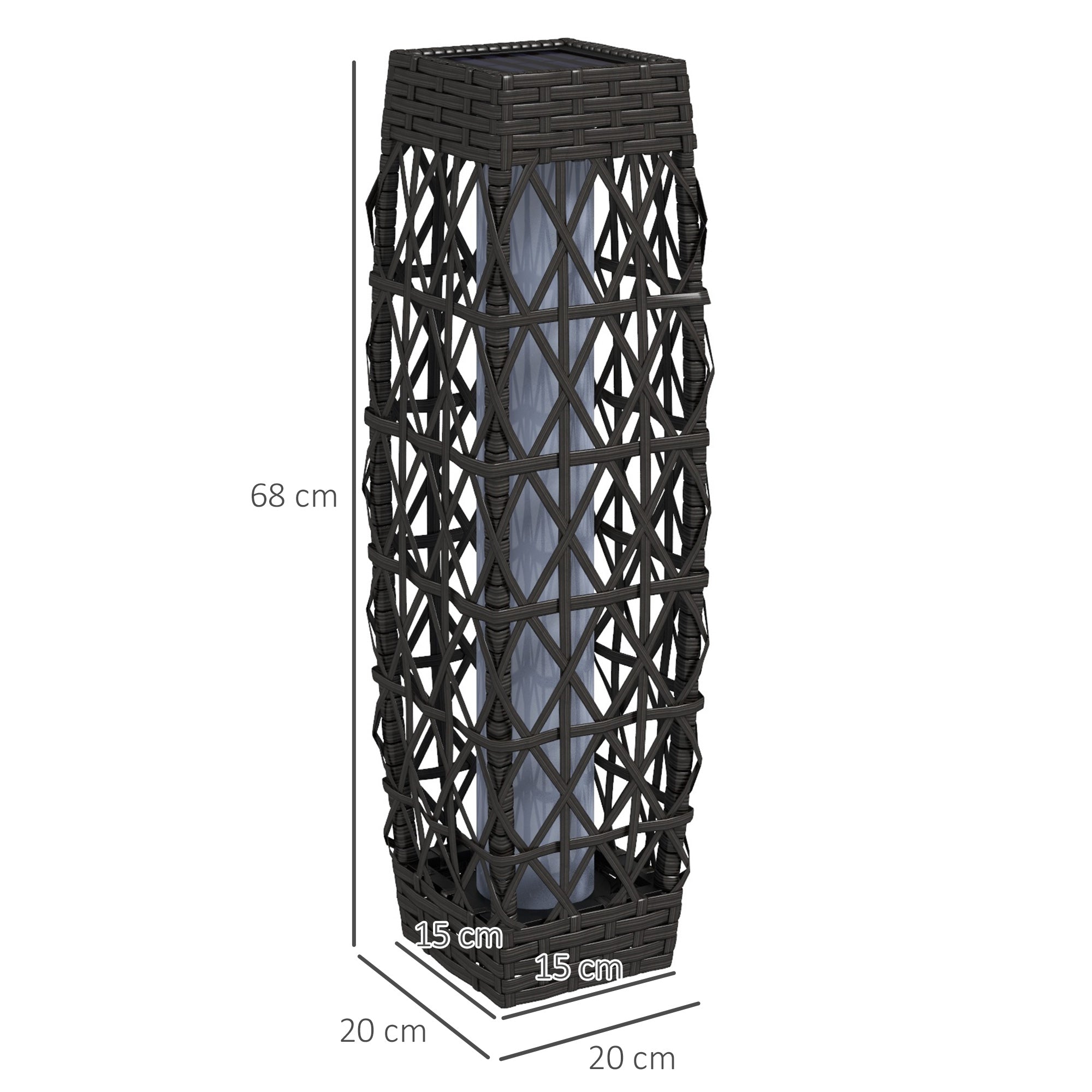 Solar LED Garden Light Rattan Light Sensor Outdoor UV Resistant, Grey