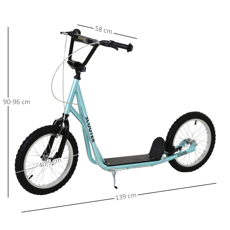 Children's Scooter with Brake and Height Adjustable Lightweight Frame, Light Blue
