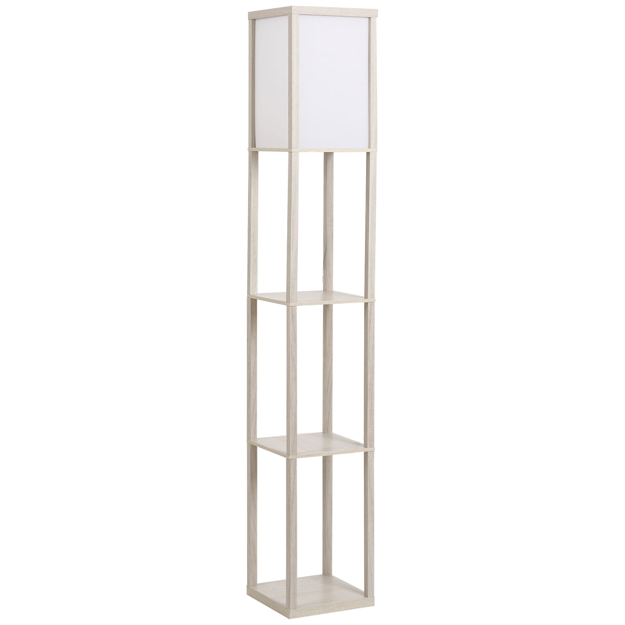 Floor lamp with 3 shelves, E27, up to 40W, oak white
