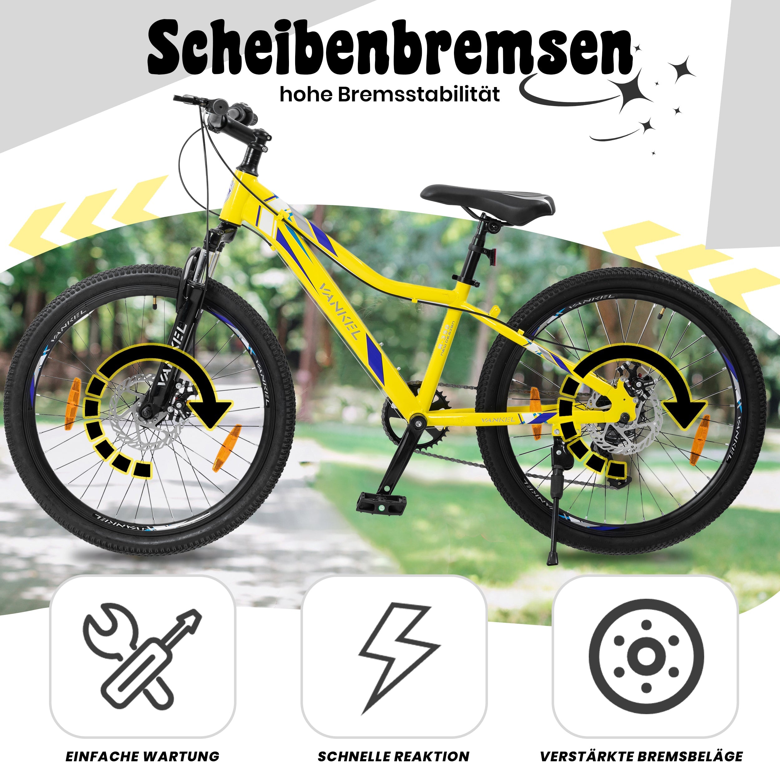 24-Inch Mountain Bike for Boys and Girls, 6-Speed Gears and Shock-Absorbing Fork, Steel Frame
