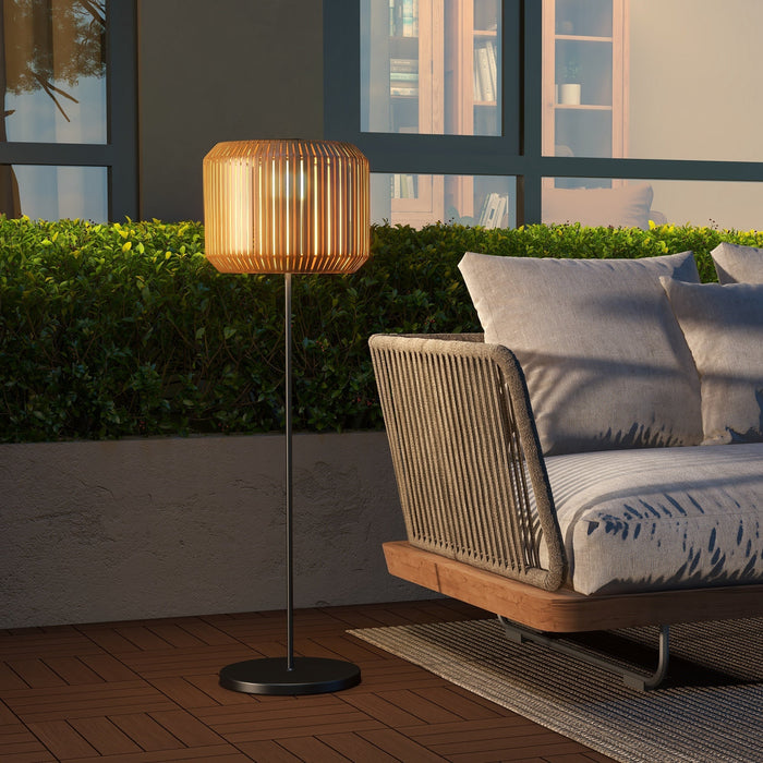 Rattan Solar Lamp Path Light, Warm White, Waterproof LED Garden Light, Steel