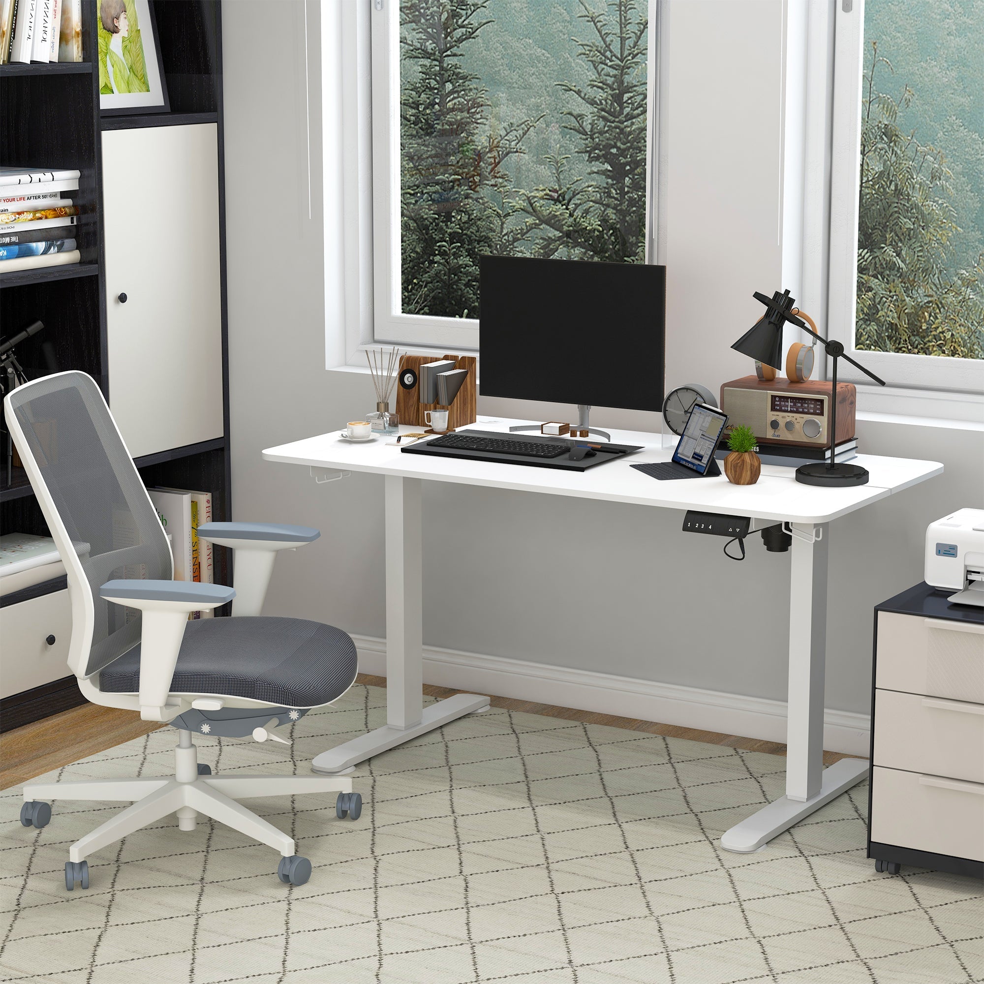 Electric Standing Desk 140x70cm Ergonomic 4-Memory Anti-Collision White