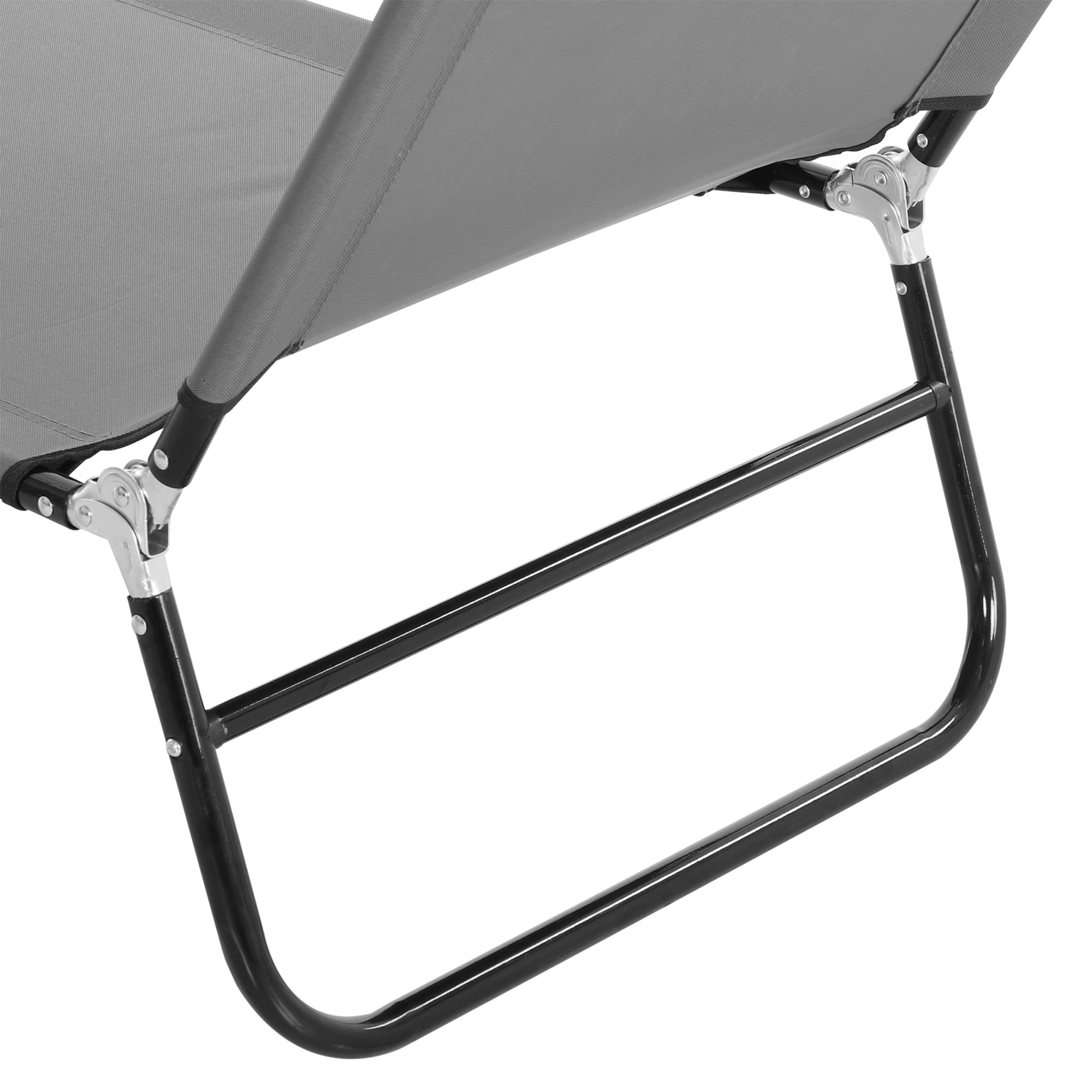 Sun Lounger, Adjustable Backrest Camping Deck Chair, 188x56x28cm Steel