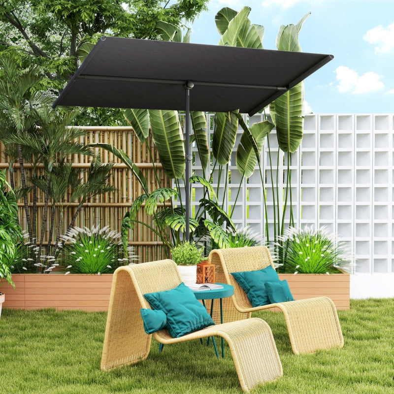 Sonnenschirm, 180 Grad drehbarer, höhenverstellbarer Gartenschirm mit Aluminiumstange, Dunkelgrau