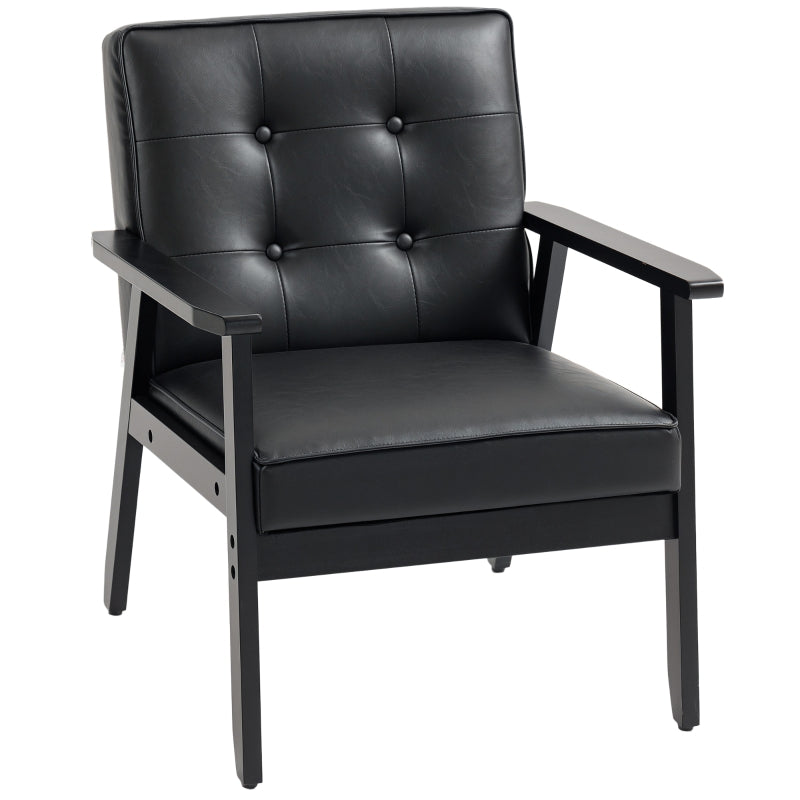 Retro-Style Accent Chair Faux Leather Black