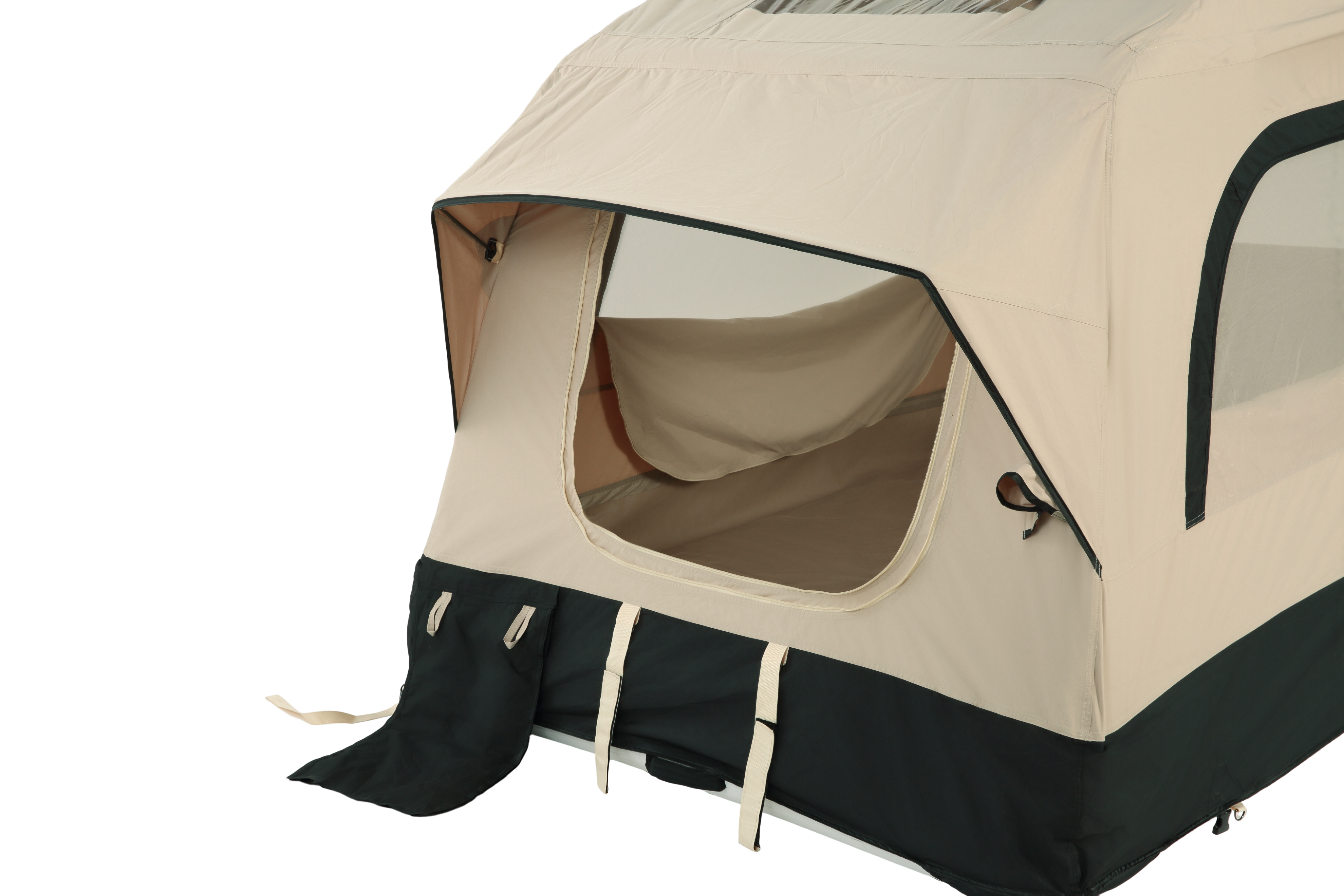 Inflatable Camping Tent with Hand Pump, Roof Tent - Beige + Black