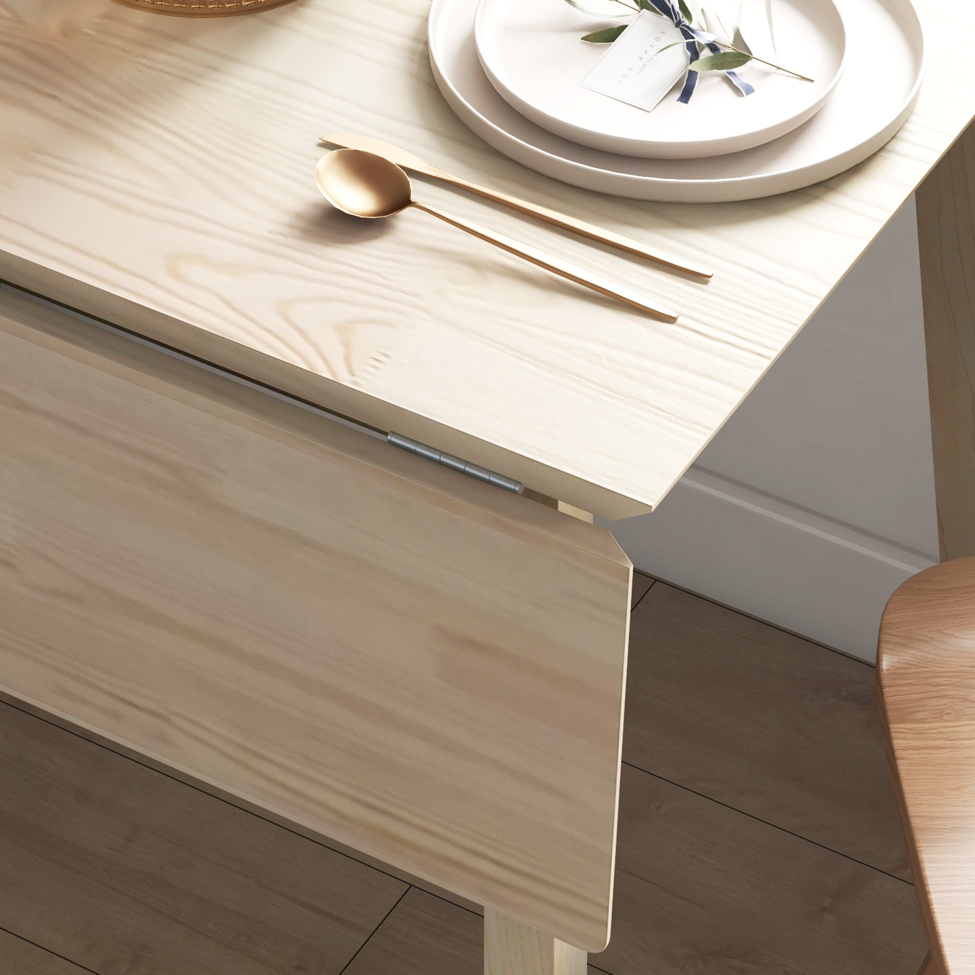 Folding Dining Table, 2-4 Person Small Space 110x86x75cm, Wood Natural Finish