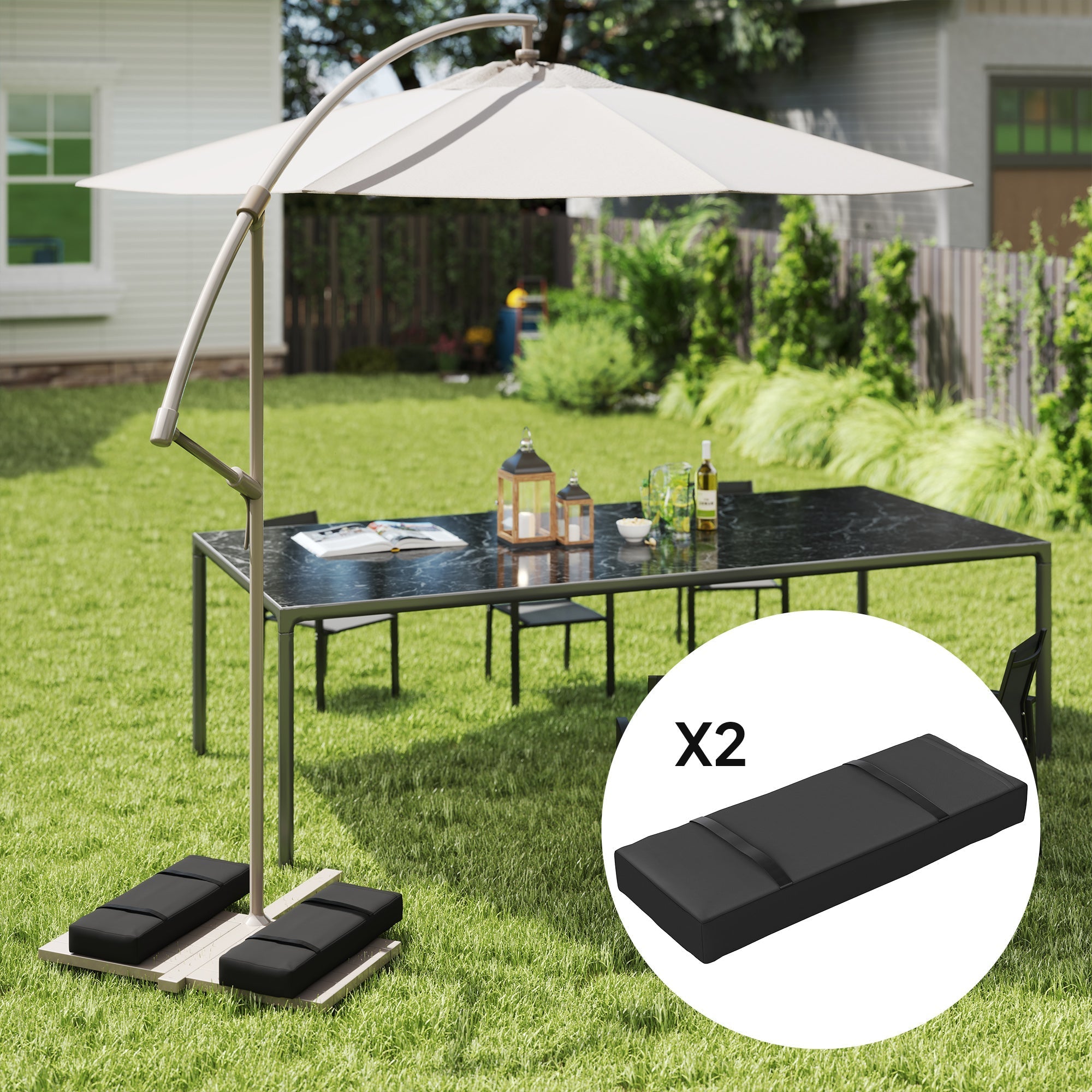 Sandsäcke, 2er-Pack 25 kg 600D Oxford, Schwarz