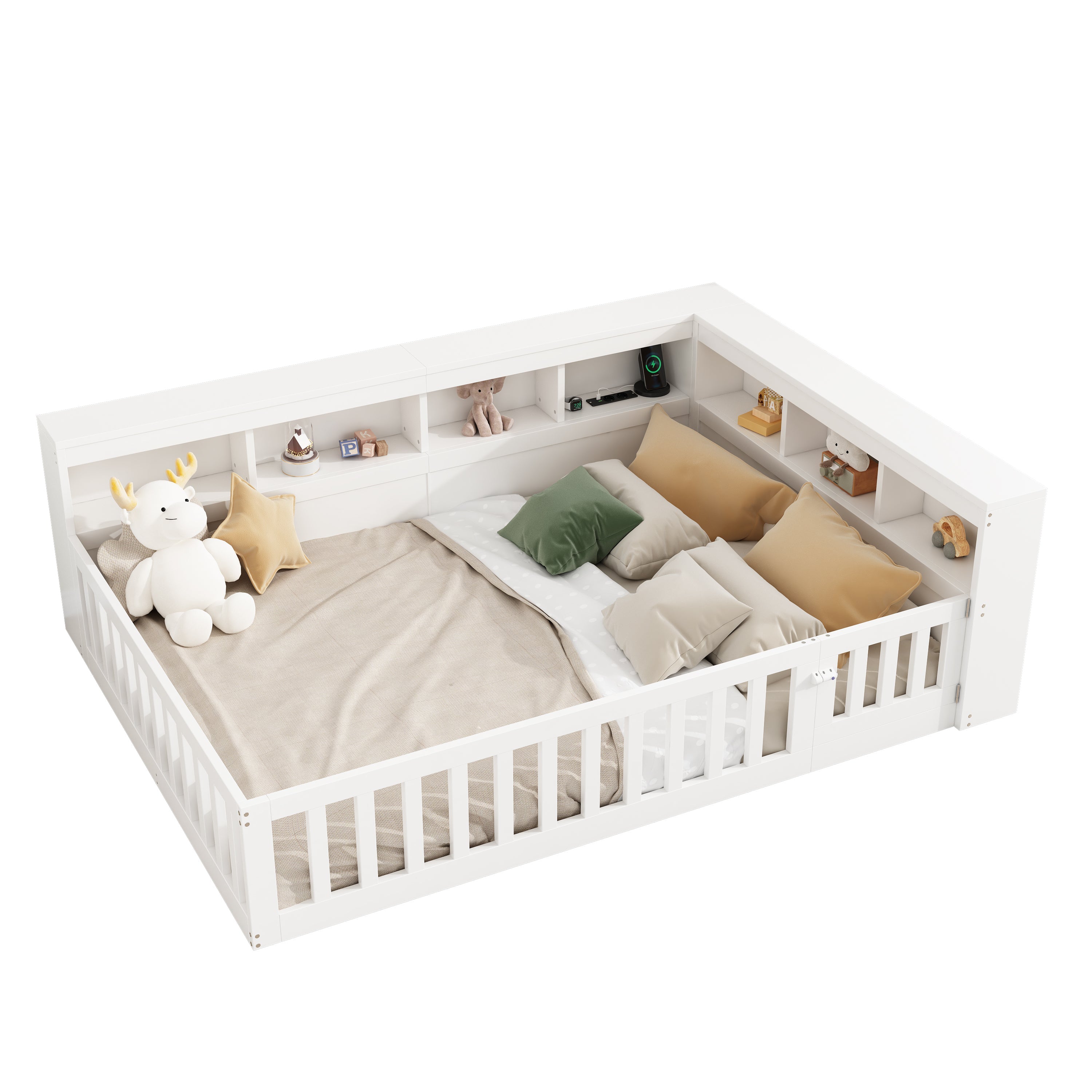 Daybed Sofa Bed 140x190cm Storage USB Port White