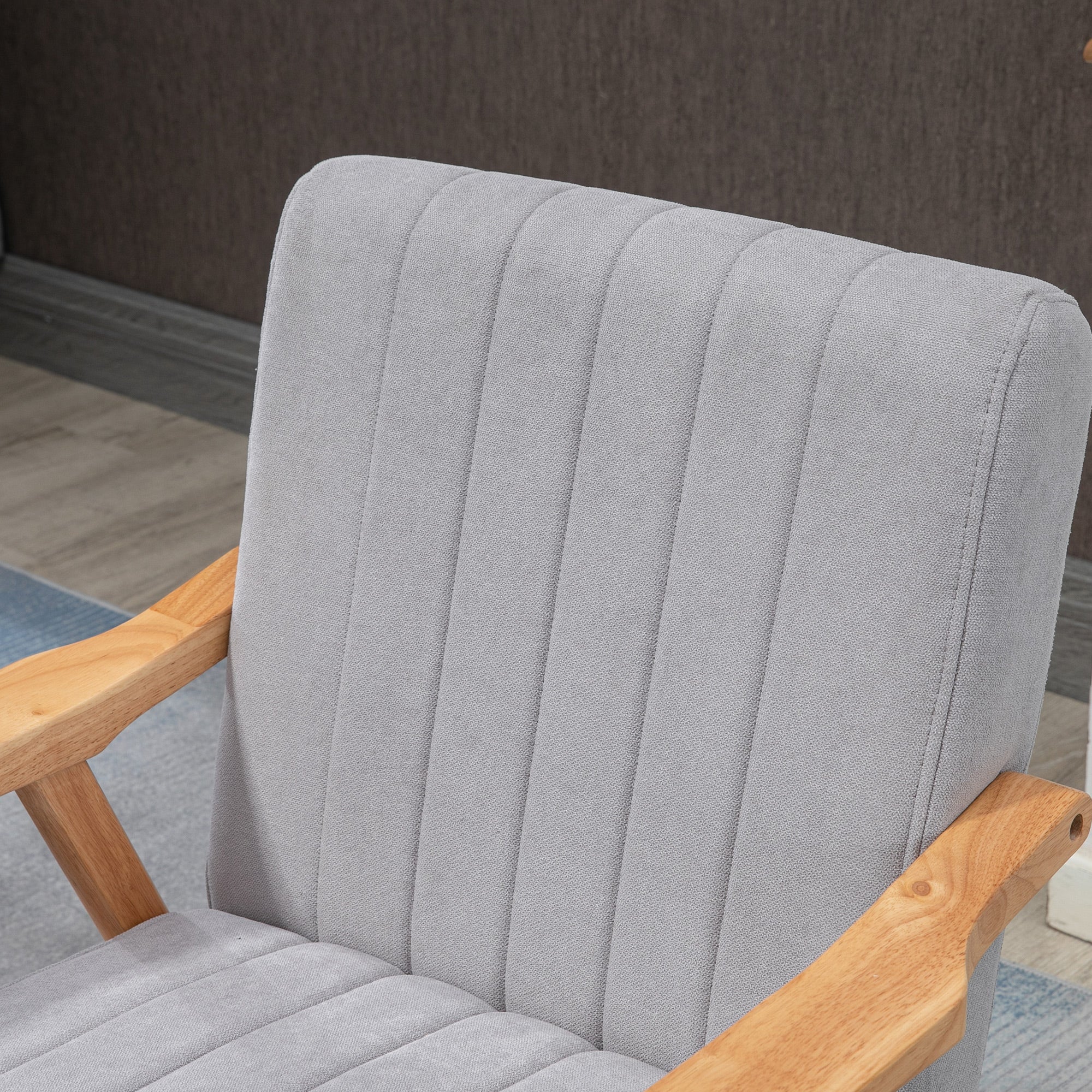 Wing Chair with Armrests, Scandi Design, Light Grey