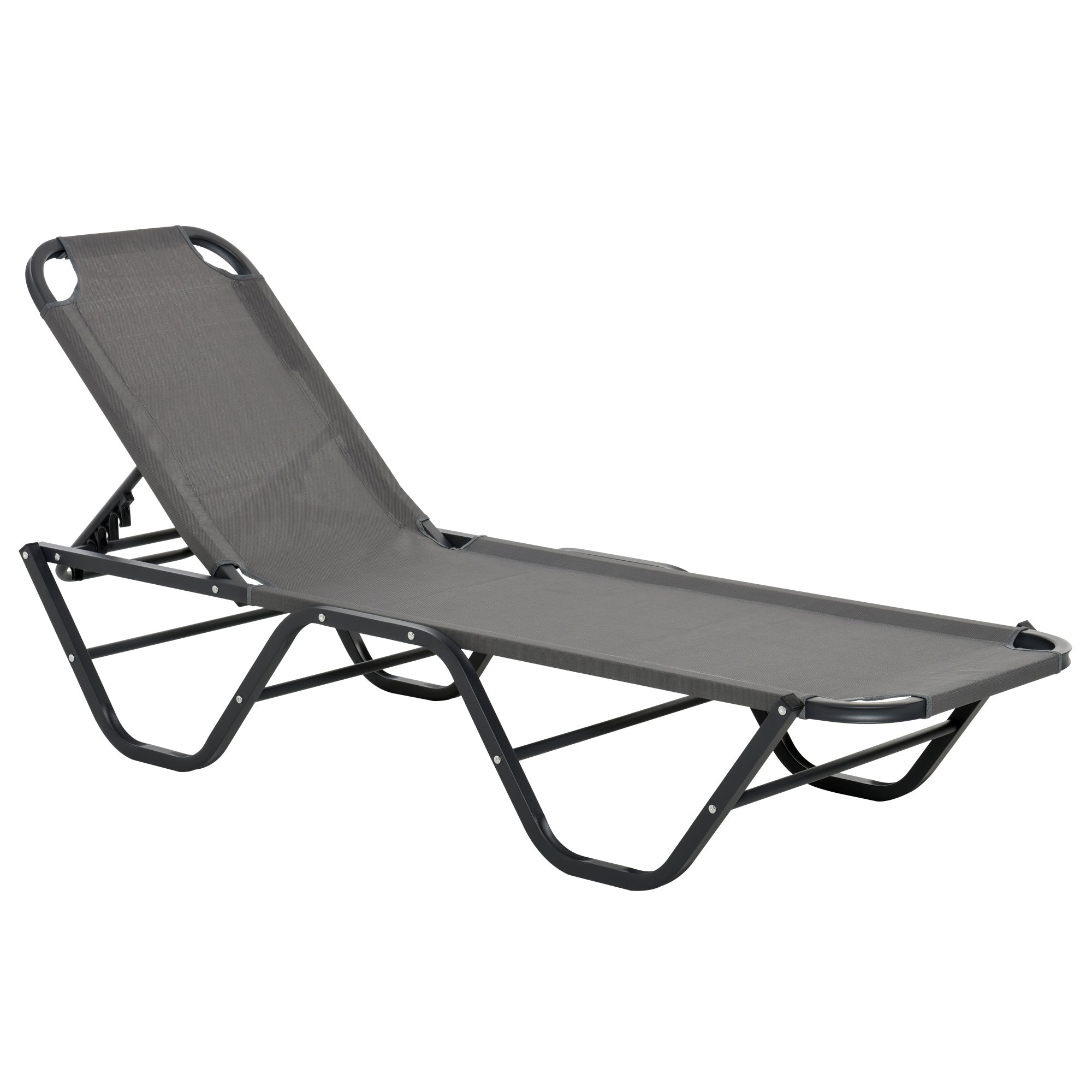 Sun Lounger 5-Level Aluminum Garden Lounger Texteline Grey/Black