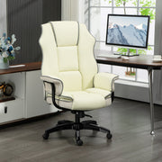 Bürostuhl, ergonomisch verstellbar mit Liegefunktion, Cremefarben