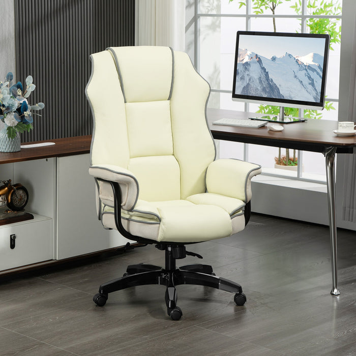 Office Chair, Ergonomic Adjustable Reclining, Cream