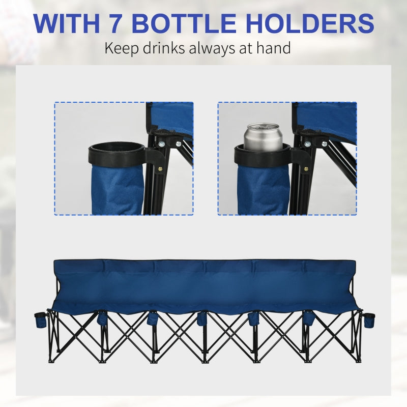 6 Seater Camping Chair, Folding with Cup Holders and Carry Bag, Blue