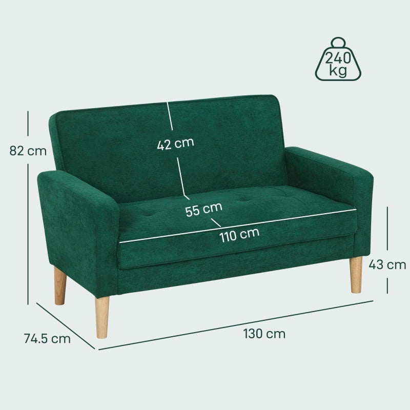 Two-Seater Sofa Velvet-Feel - Green