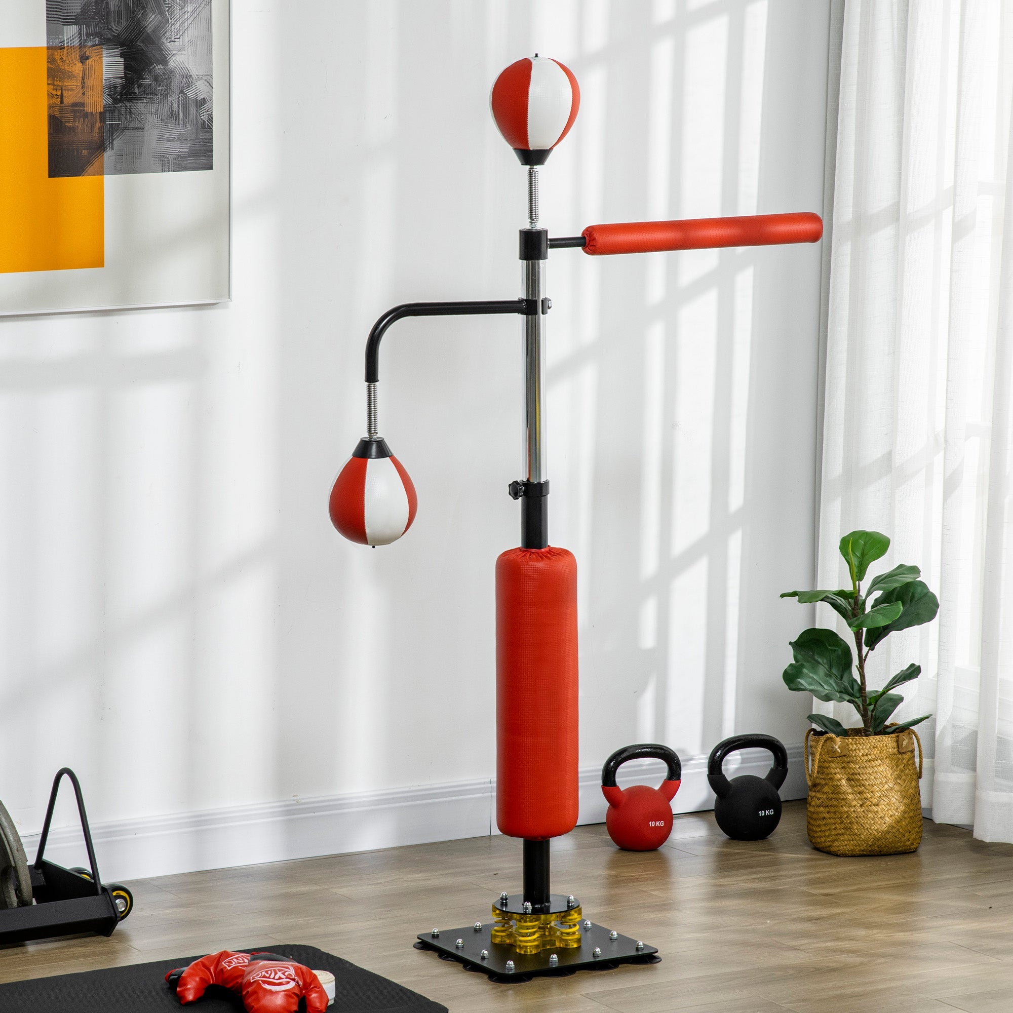 Standing Box, Punching Bag, Adjustable, 2 Speed Balls, Reflex Bar