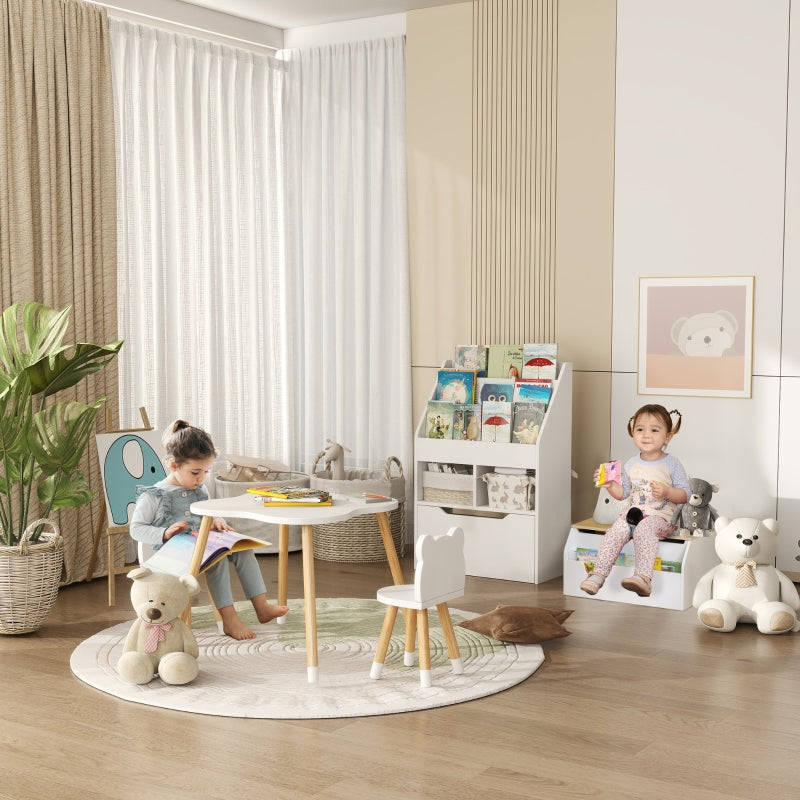 Children's Bookshelf with Drawer, 3 Shelves 2 Compartments, White