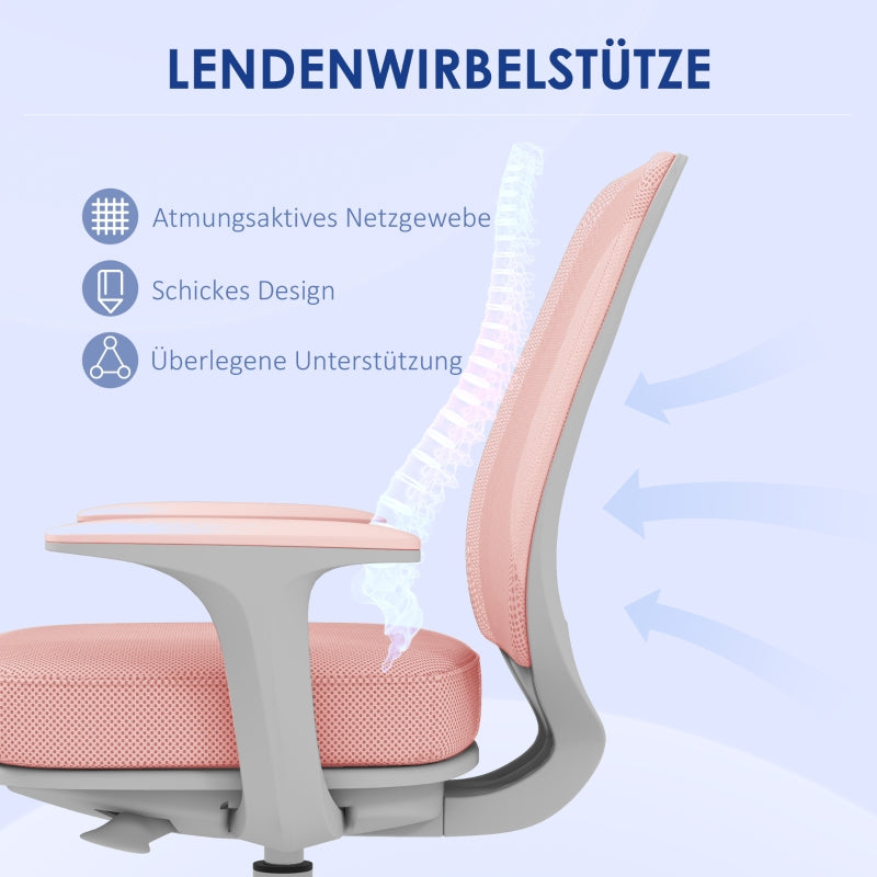 Vinsetto Office Chair, Ergonomic Desk Chair, Swivel, Height Adjustable, Pink