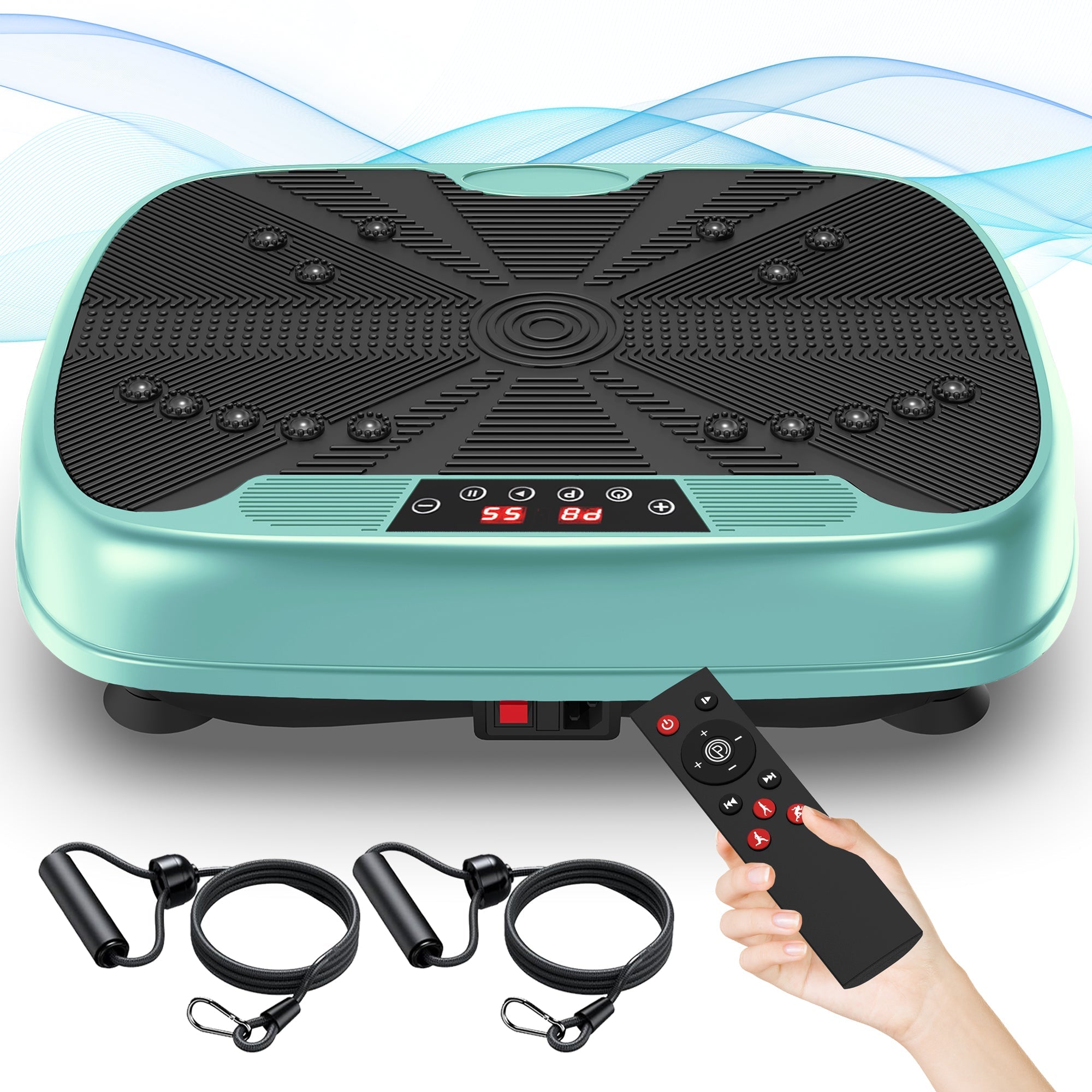 Vibration Plate Training Device, Whole Body Fitness Platform with Resistance Bands, Home Equipment