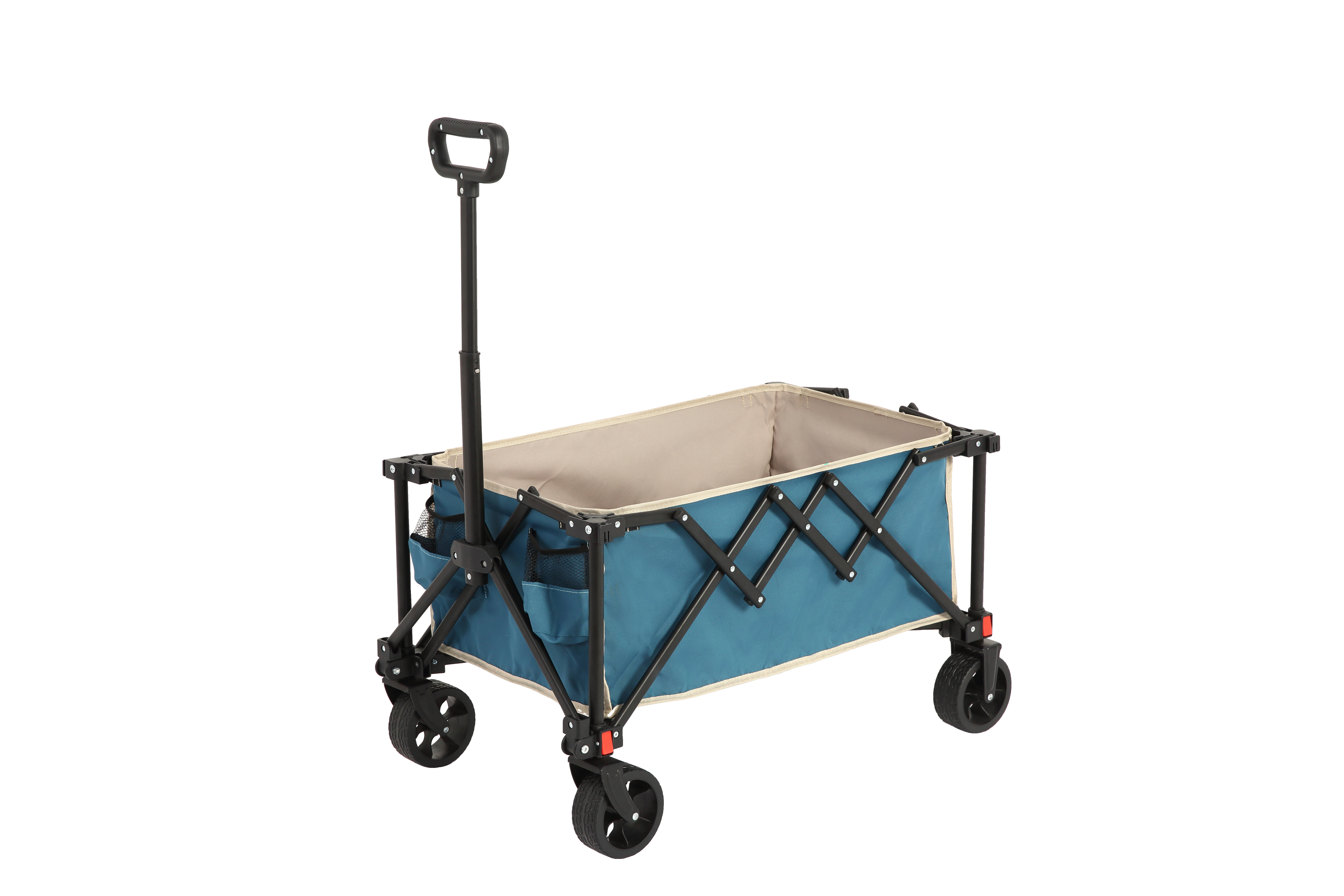 Folding Wagon Cart with All Terrain Wheels, Heavy Duty, Adjustable Handle, Outdoor Utility, Blue