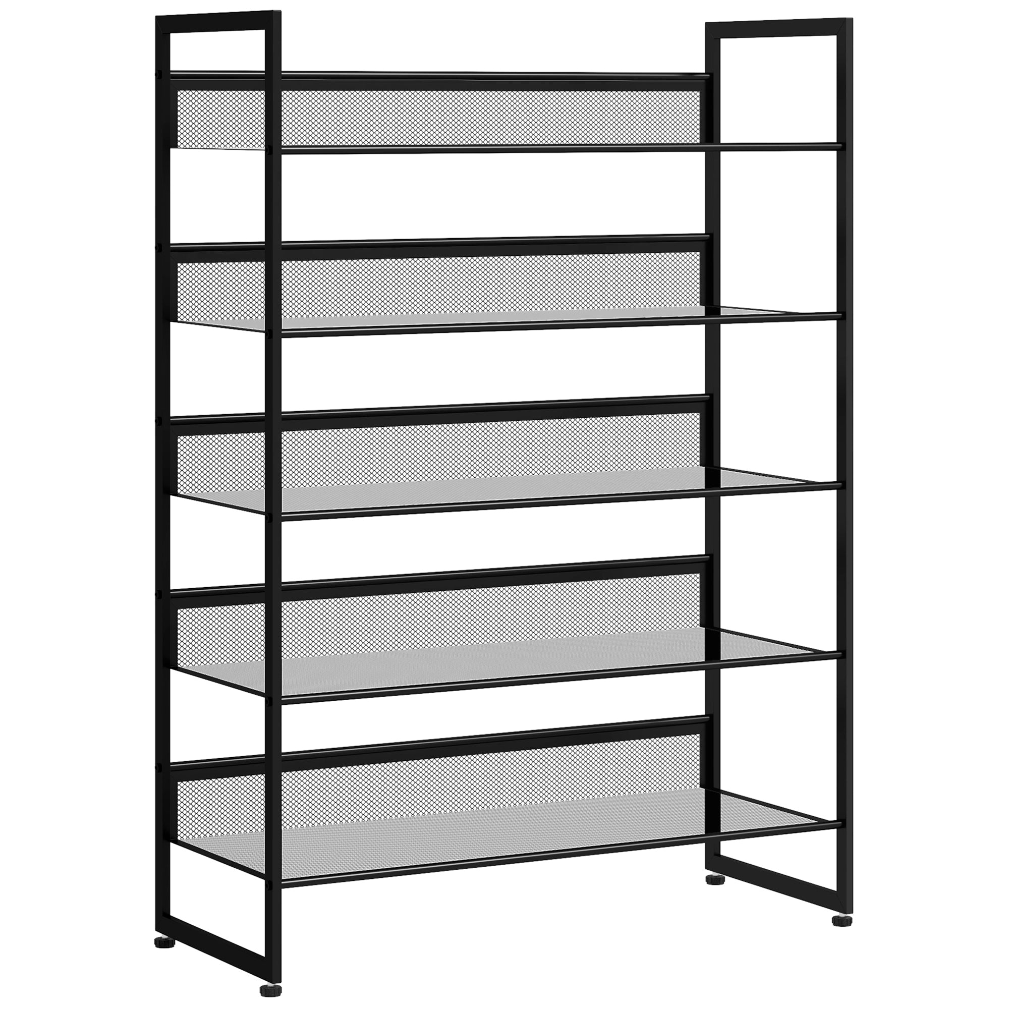 Kleines Schuhregal, hoch, schmal, 5-etagig, Schwarz
