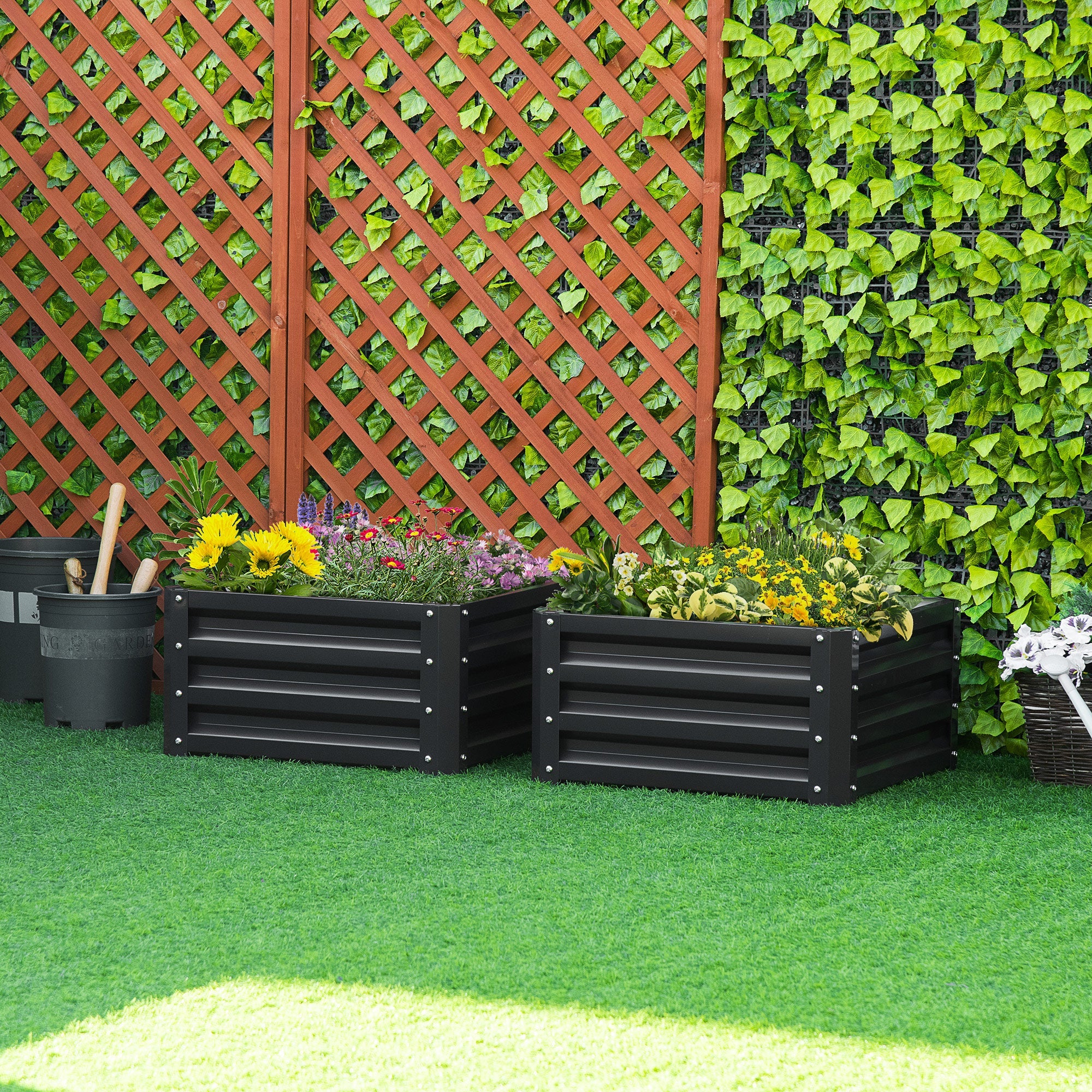 Planter Boxes, 60 x 60cm, Steel, Grey