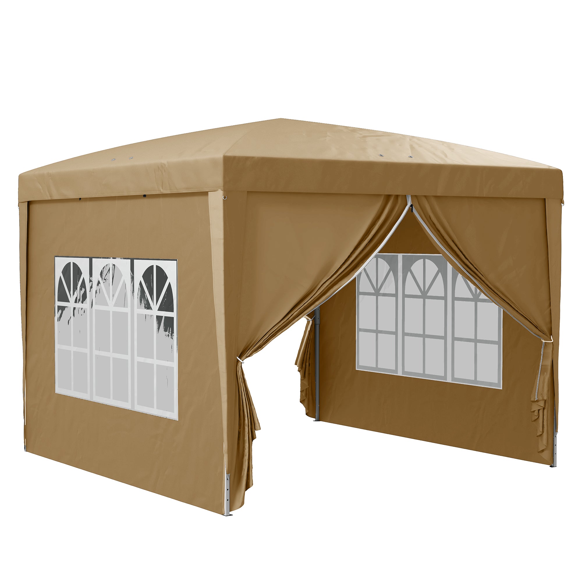 3x3m Pop Up Gazebo with Steel Frame, Khaki