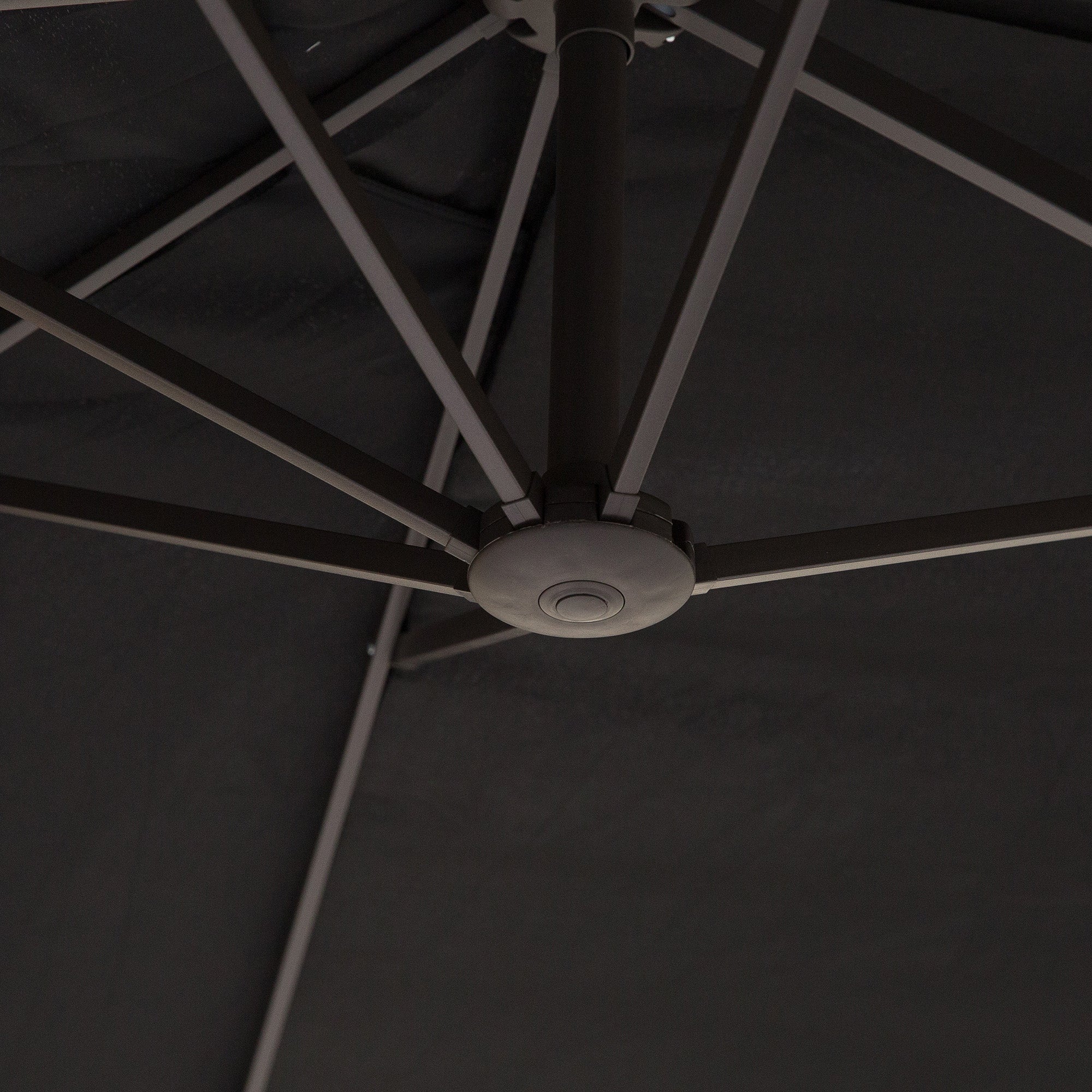 Parasol Double Patio Umbrella with Hand Crank, Oval, Black