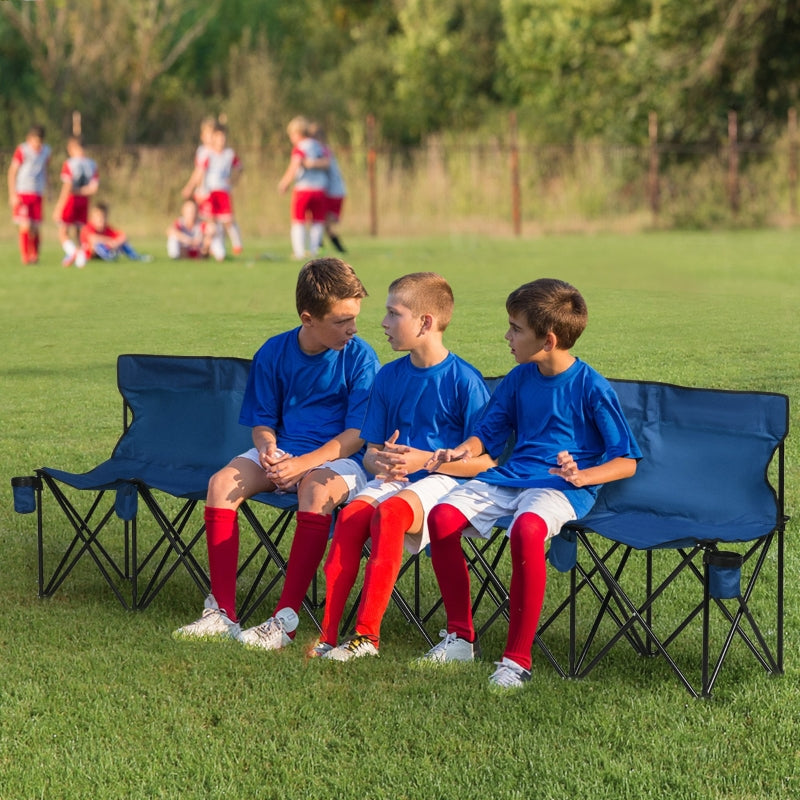 6 Seater Camping Chair, Folding with Cup Holders and Carry Bag, Blue