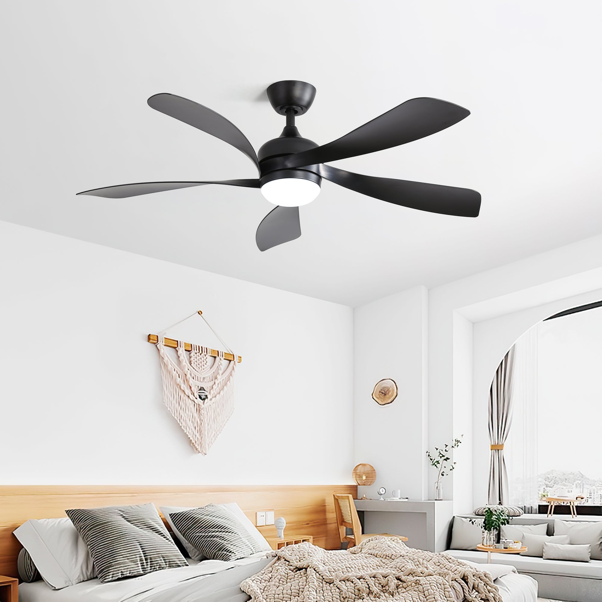 Ceiling Fan 52-inch LED Dimmable 6-Speed Quiet Reversible Timer