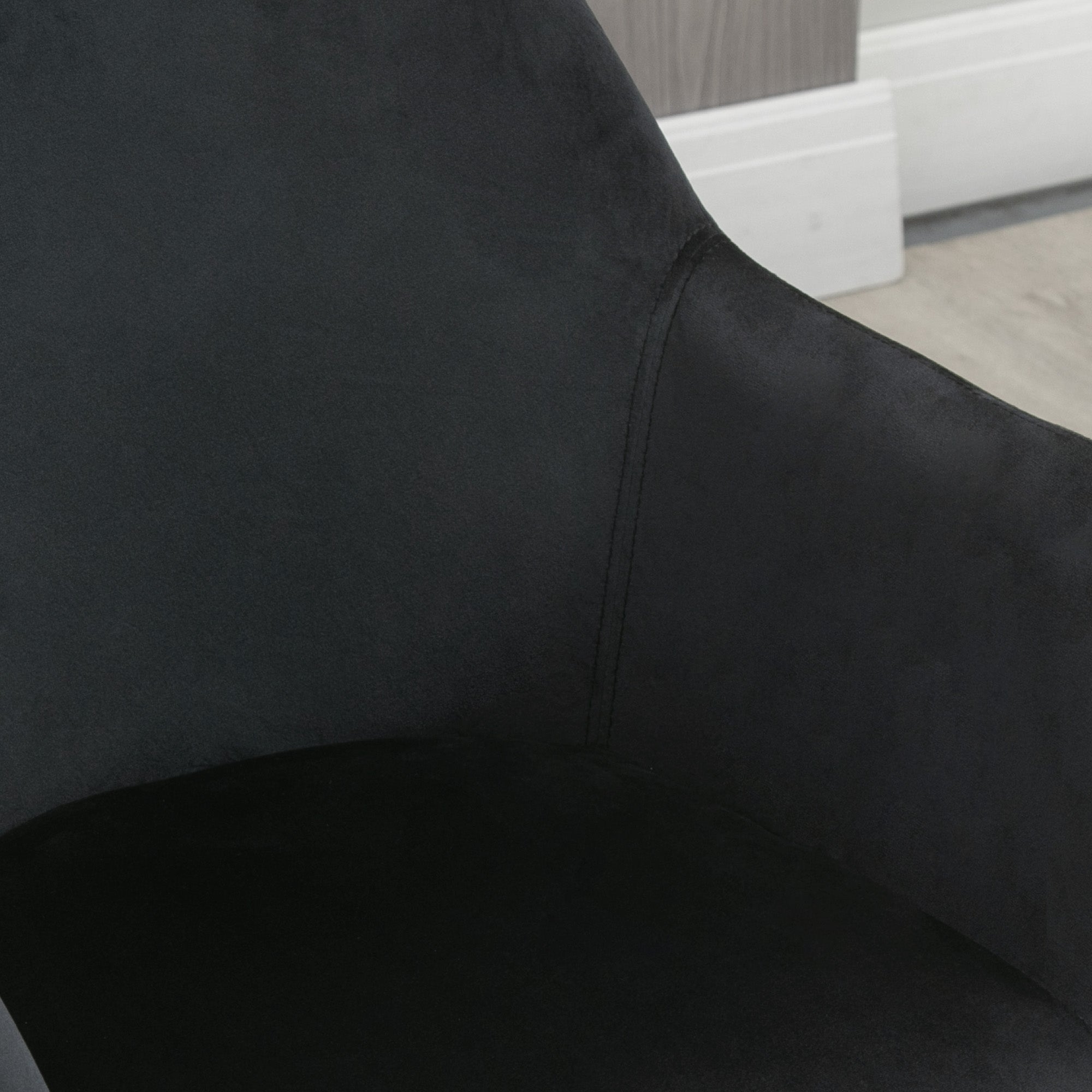 Küchenstühle, 2er-Set ergonomisch mit Armlehnen, Polyester Holz, Schwarz