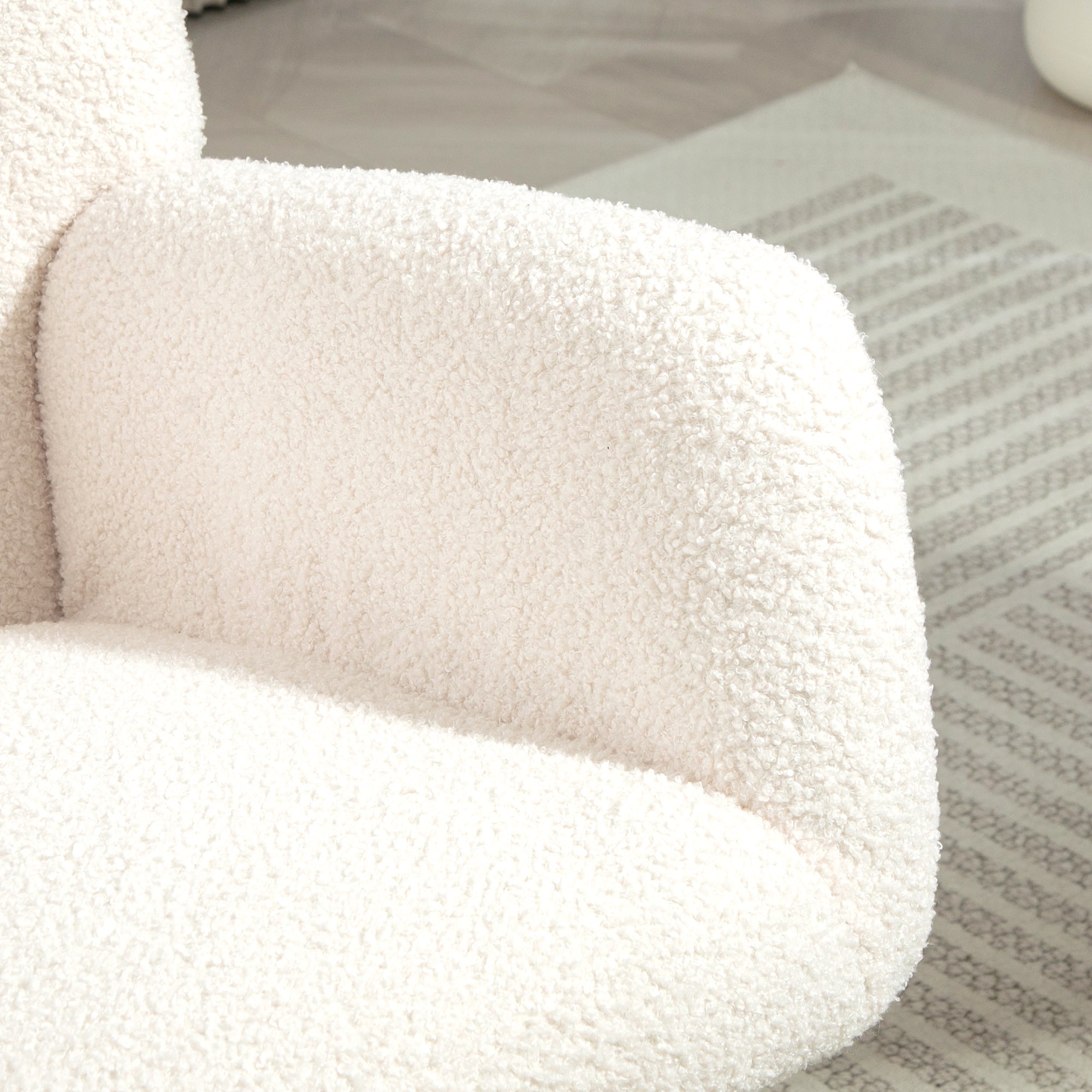 Rocking Chair, Armrests, Teddy Velvet, Cream White