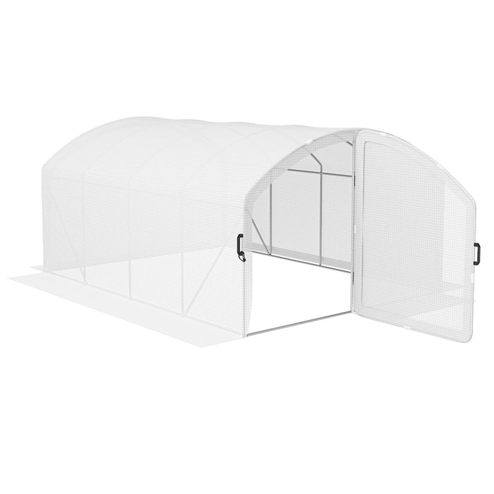 Polytunnel Greenhouse Walk-in 4 x 3 x 2m UV-resistant PE Cover Galvanised Steel Frame, White