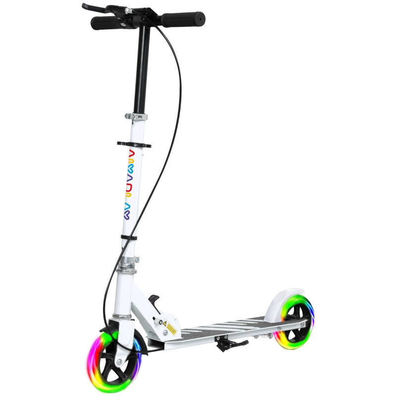 Children's Scooter with Double Brakes and Metal Frame, Foldable for Ages 3-8, White