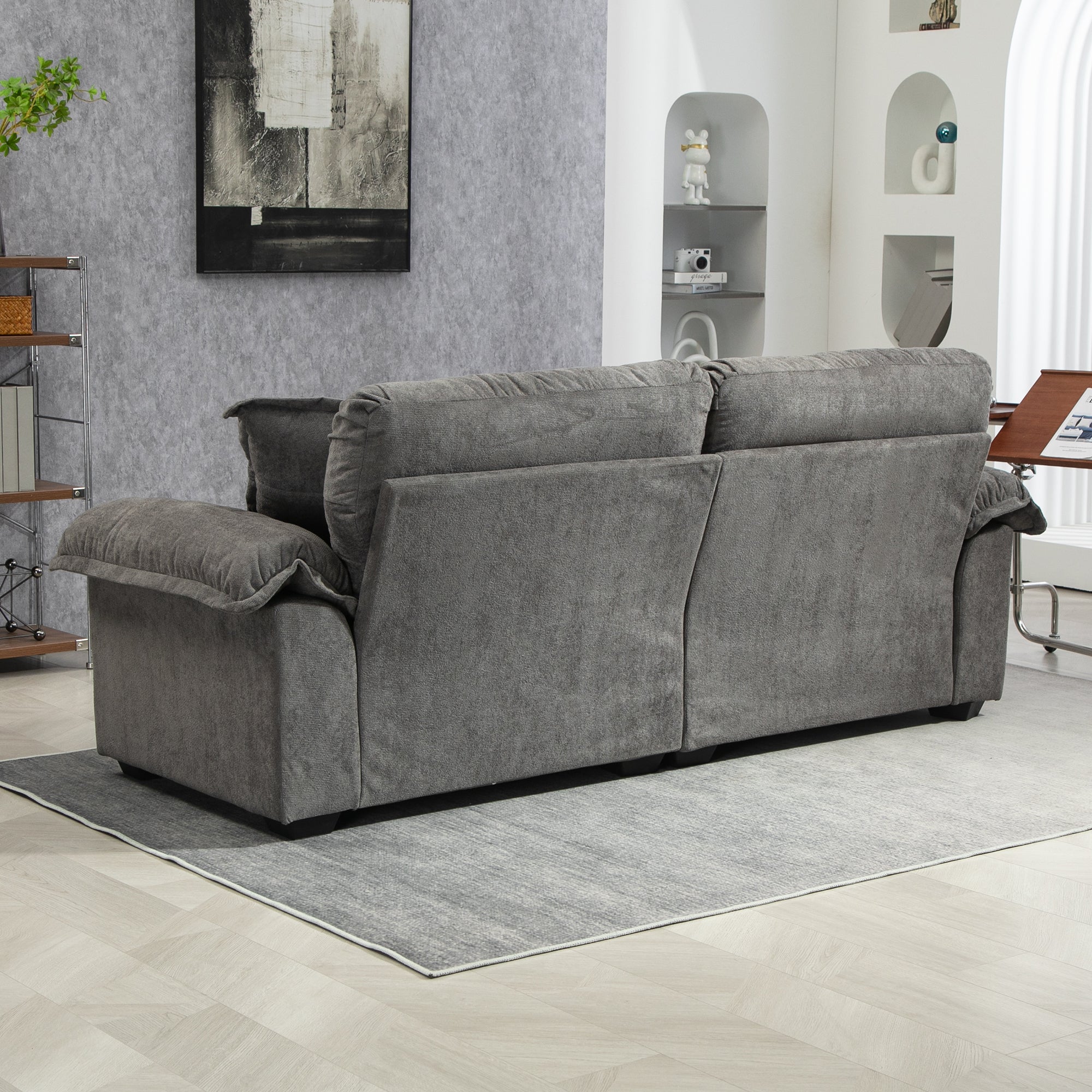213 cm Two-Seater Sofa with Double Layer Cushions and Memory Foam, Chenille