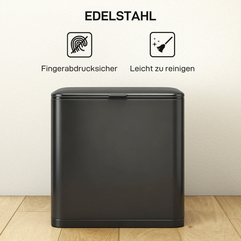 Waste Bin 8L Freestanding Wall-Mounted - Stainless Steel Black