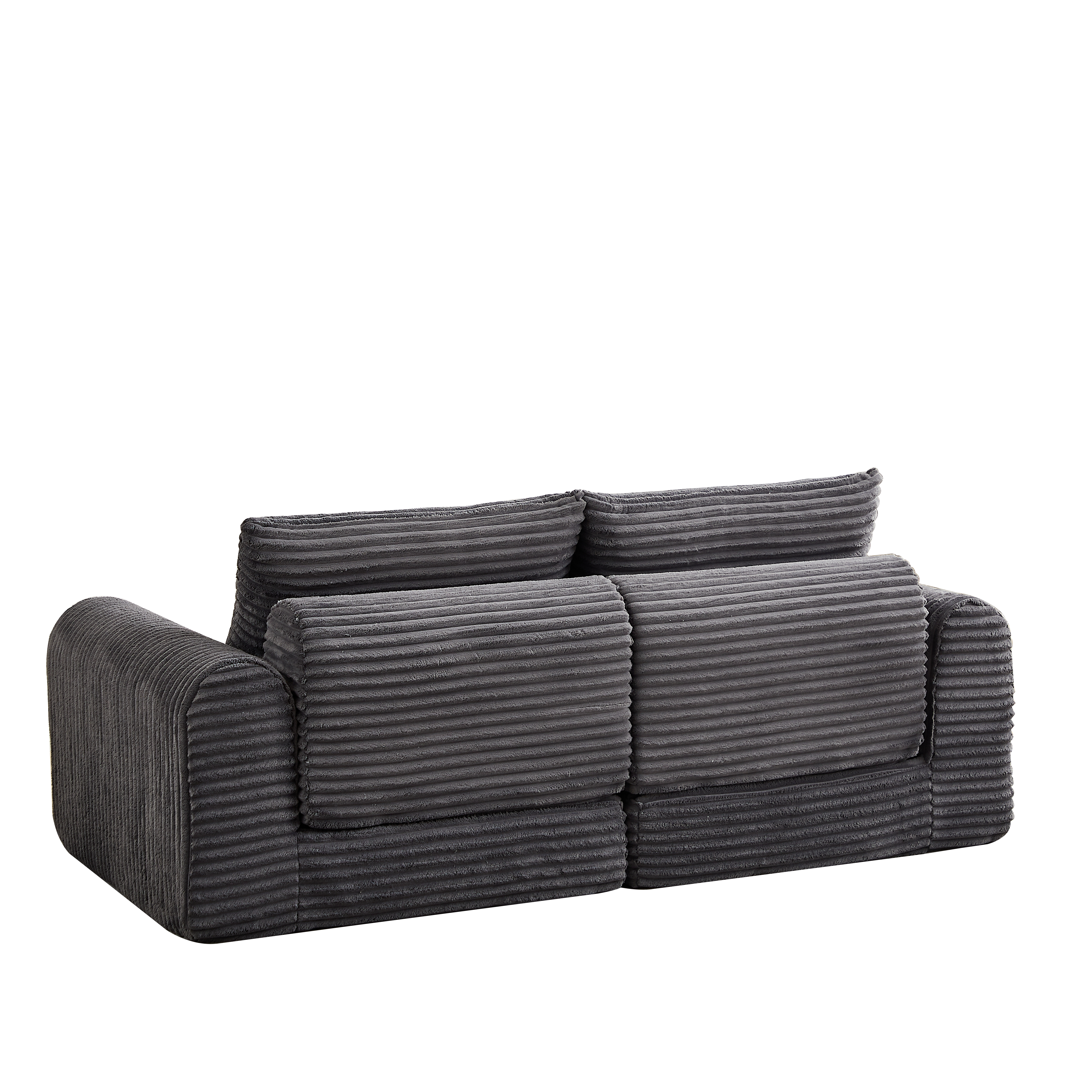 Corduroy 2-in-1 Sofa Bed with Two Pillows and Removable Footstool, Corduroy