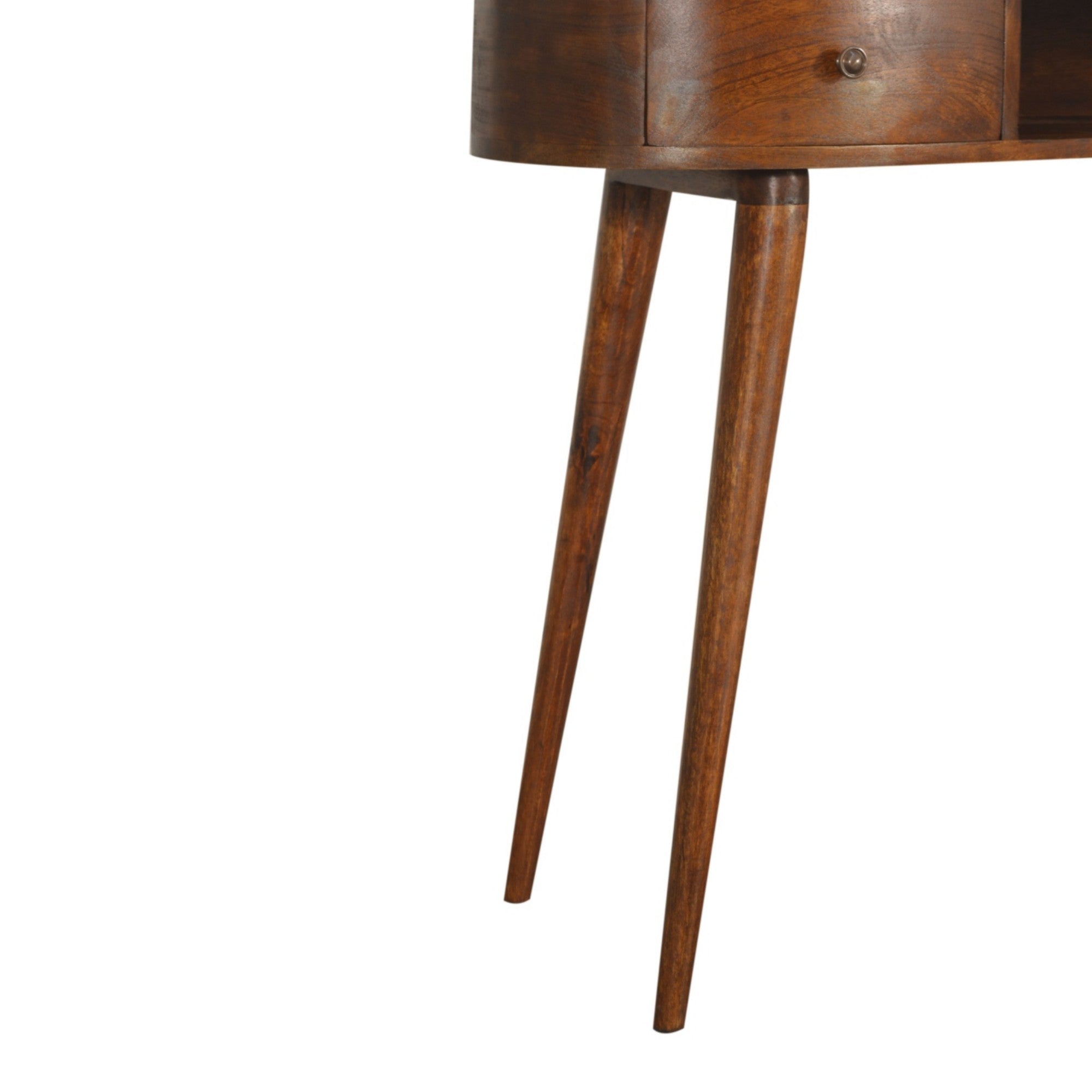 Solid Wood Writing Desk, Chestnut Wave 2 Drawers Open Slot, Dark Brown