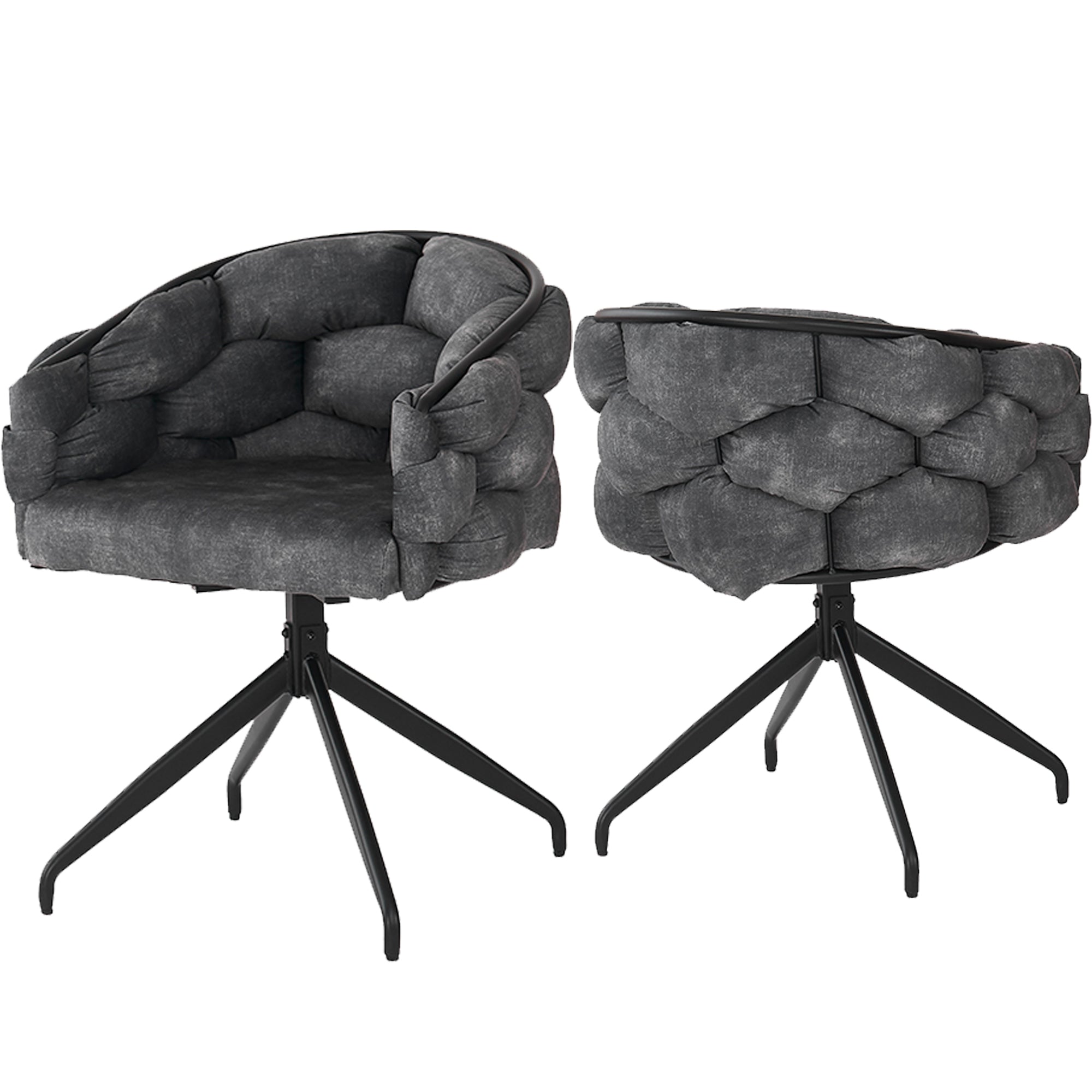 Luxury Velvet Swivel Chairs Set of 2 360° Ergonomic - Grey