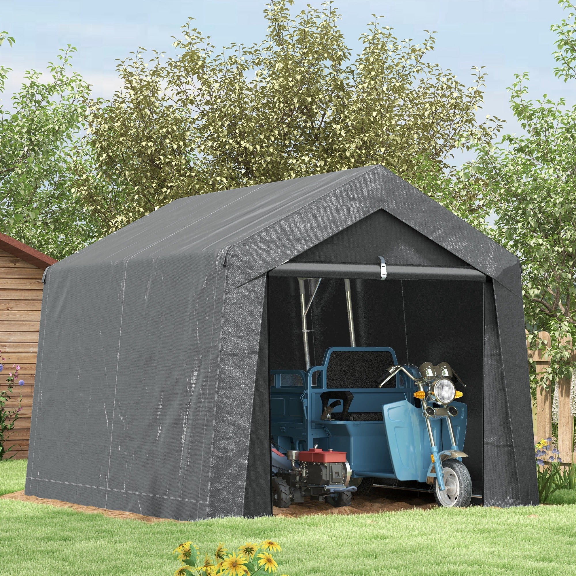 Portable Outdoor Shed, 3.6 x 2.1m with Window, Dark Grey