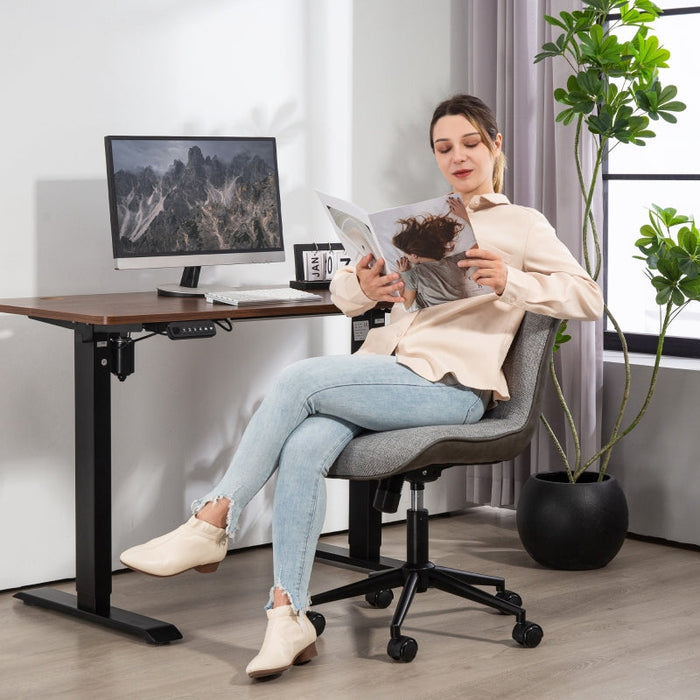 office Chair, Adjustable Swivel with Tilt, Dark Grey Linen