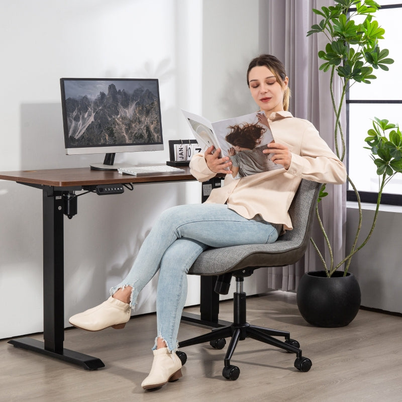 office Chair, Adjustable Swivel with Tilt, Dark Grey Linen