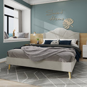 Modern Minimalist Soft Bed, Comfortable Headboard, 140*200CM, Beige