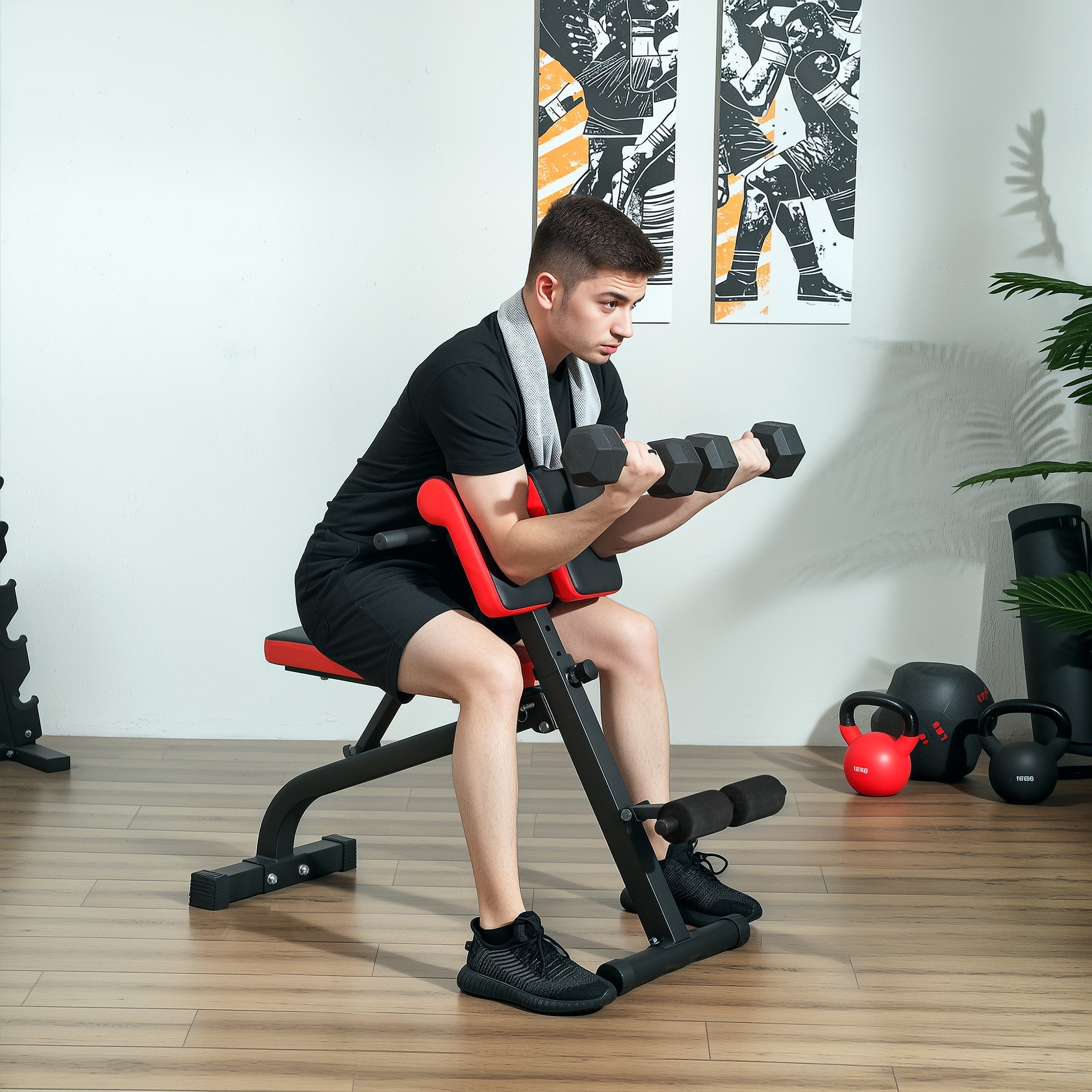 Weight Bench, Adjustable Folding Fitness, Steel Black