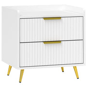 Bedside Table, Elegant Two-Drawer, White