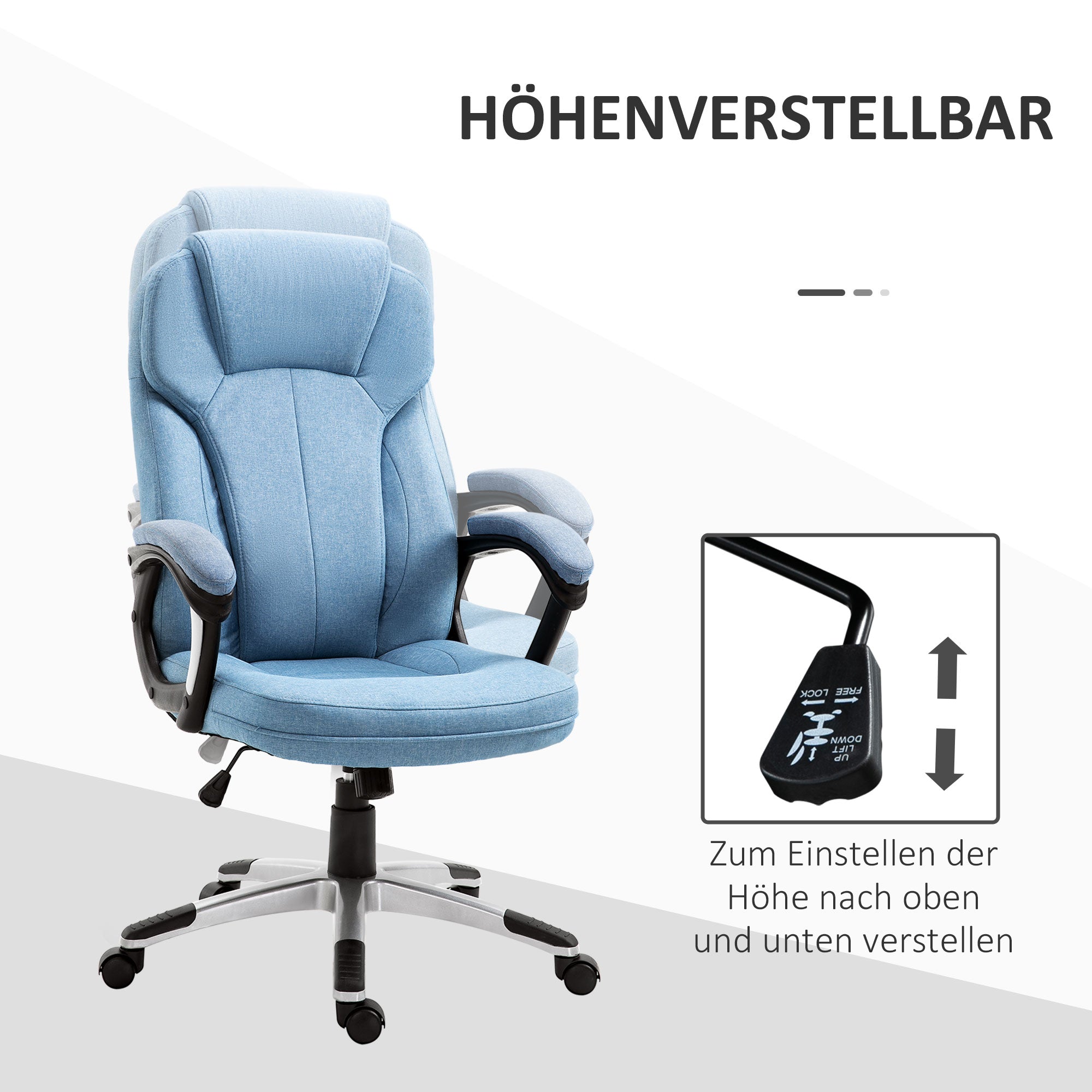 Vinsetto Executive Office Chair Ergonomic Desk Chair Light Blue Linen