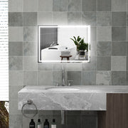 Bathroom Mirror, LED Touch Switch, White