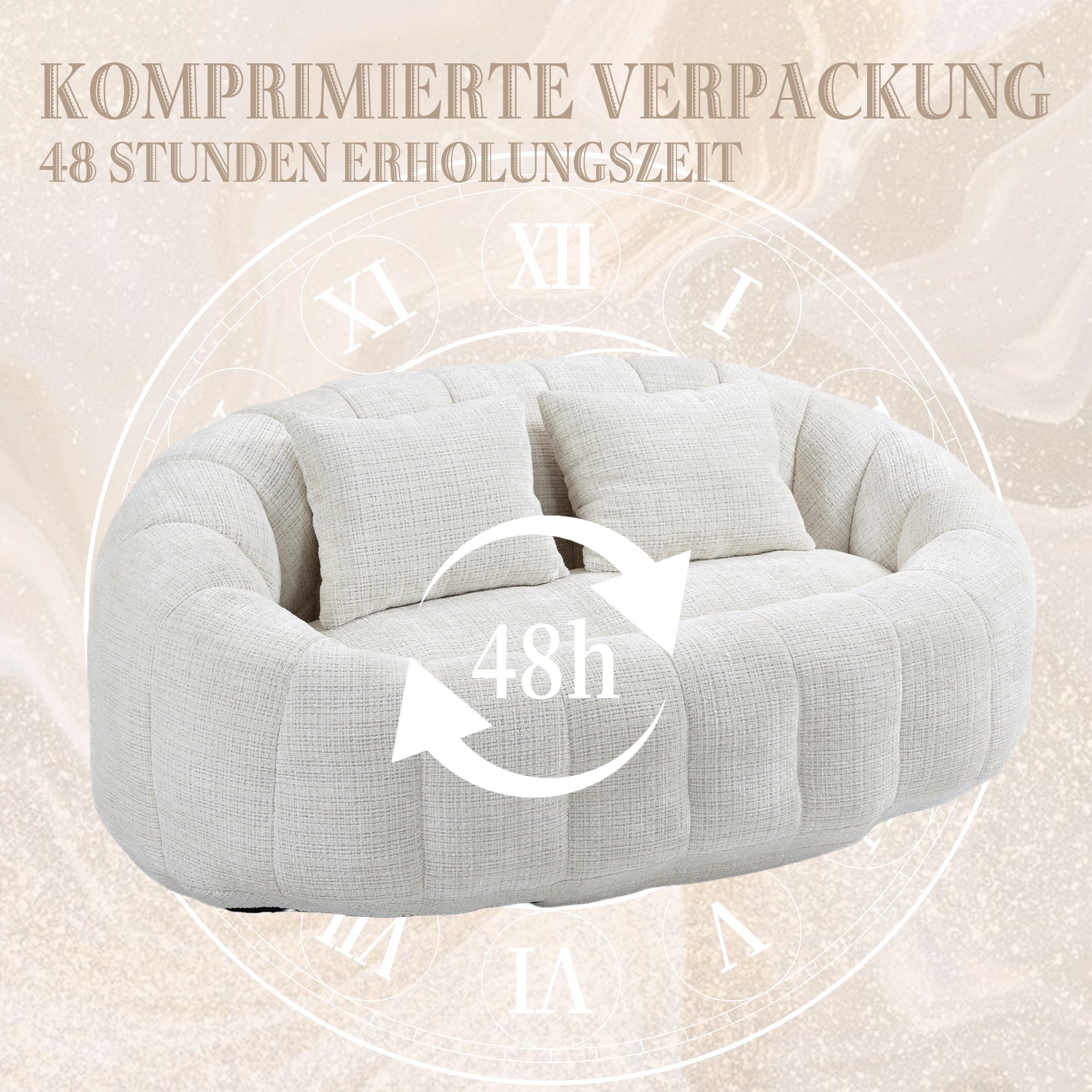 Bean Bag Sofa Lounger High Back Indoor & Outdoor Beige Chenille