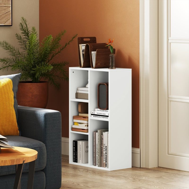 Bücherregal, Standregal mit Ablagen, Weiß