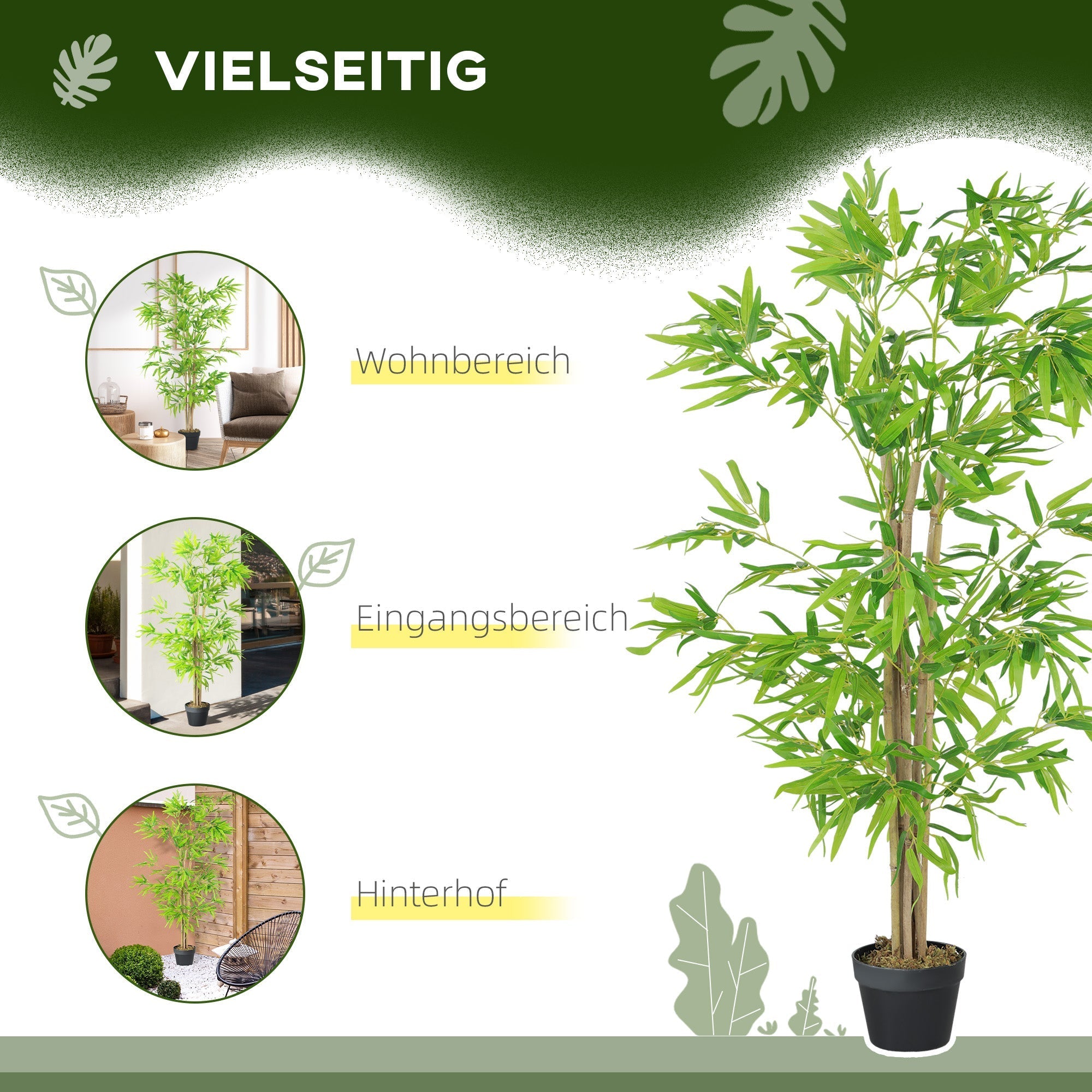 Artificial Bamboo Plant, 150cm Large Fake Plant, Plastic